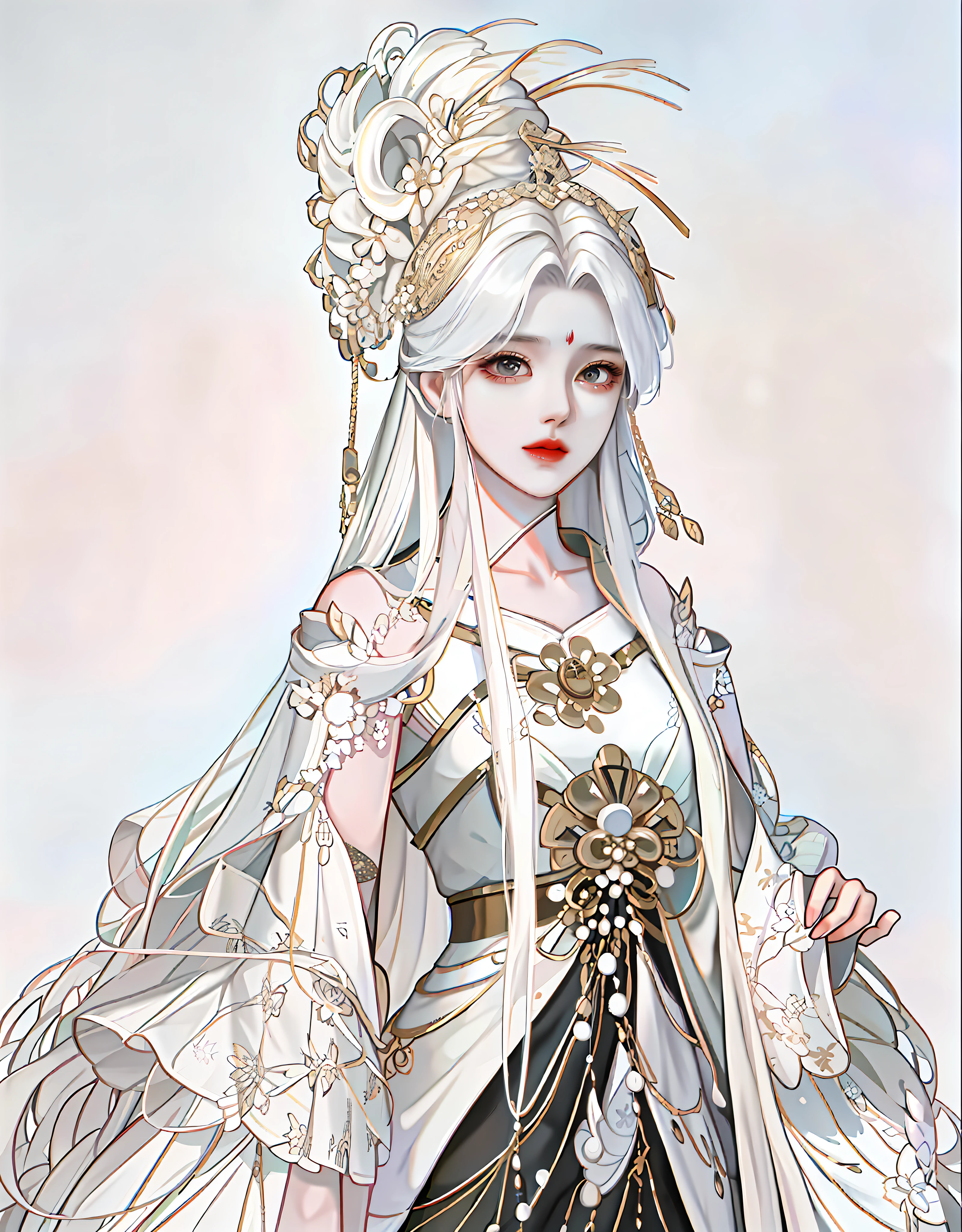 oriental girl，Works of masters，Best picture quality，Higher quality，high detal， 超高分辨率， 8K分辨率， depth of fields， cinematic photogtaphy， intricately details， carefully， meticuloso， glorious， max detail， extreme beautiful， （（（1girll， 独奏）））， 18yr old， long whitr hair， brunette color hair， white skinned， A picture， tmasterpiece， （Best picture quality）， Higher quality， high detal， 超高分辨率， in a panoramic view， Exquisite facial features， s the perfect face