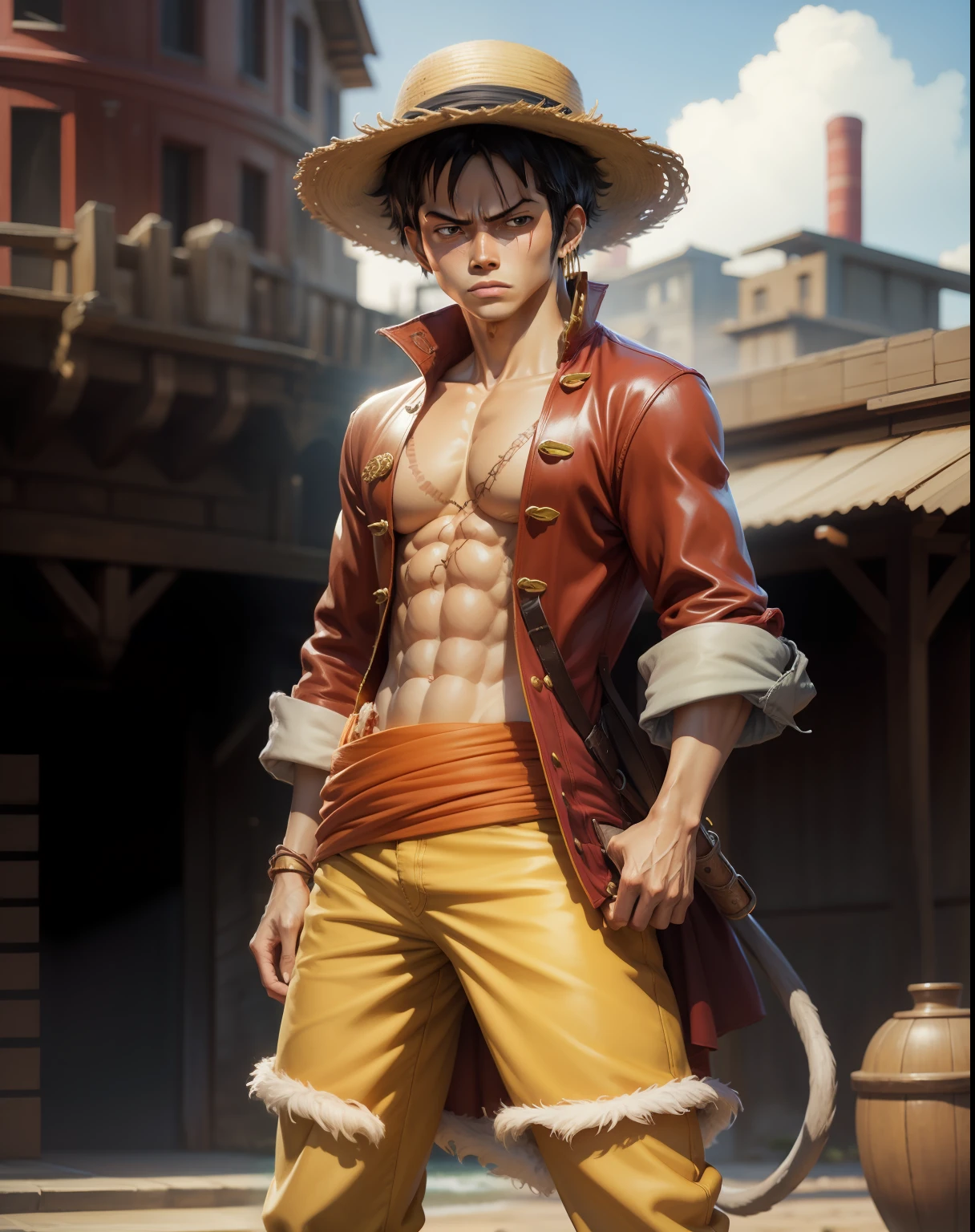 Monkey D Luffy, smaill, realistic, ultra detail