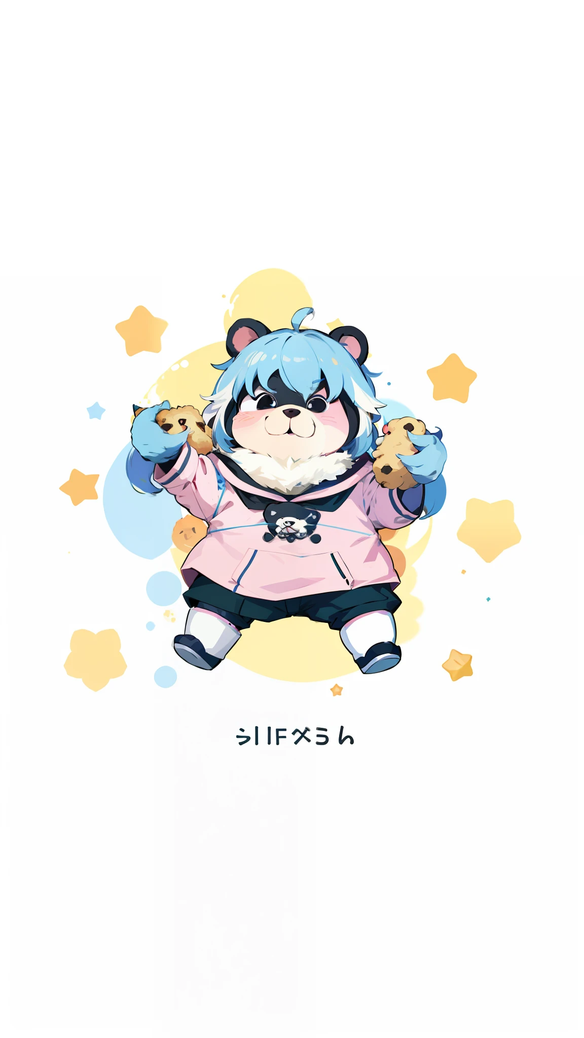 Little bear eats cookies，adolable，Flat drawing，Anime style，Anime design，Flat drawing，anime concept art，Anime character design，anime character reference sheet，[character  design]，clothing design