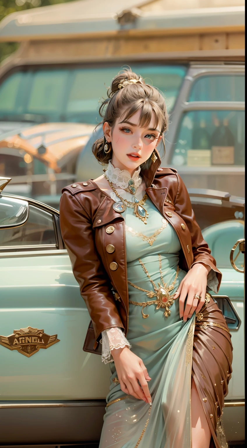 Beautiful woman in intricate Vintage Pin-up Outfit