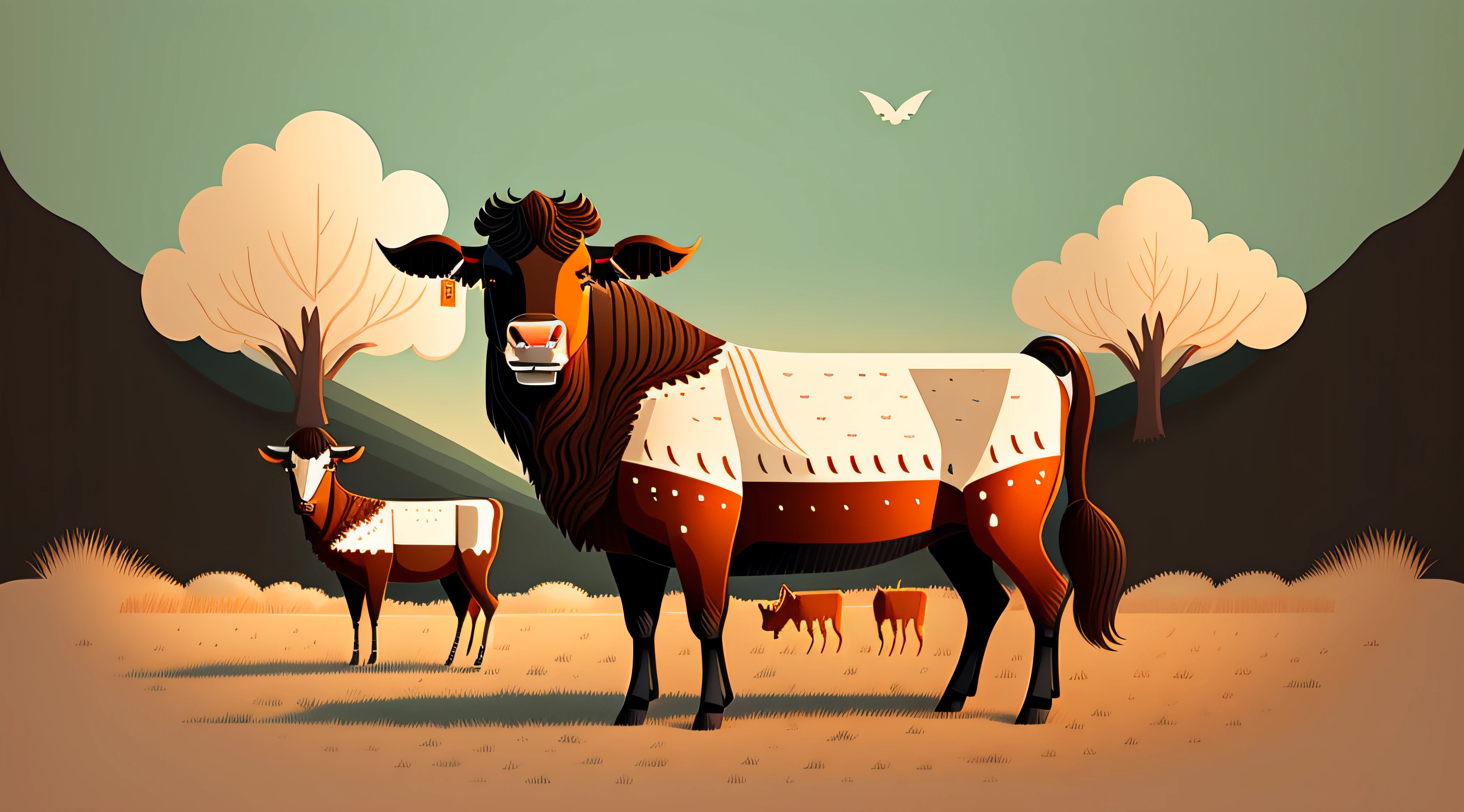 Simendal cattle,Illustration style,k hd,16k
