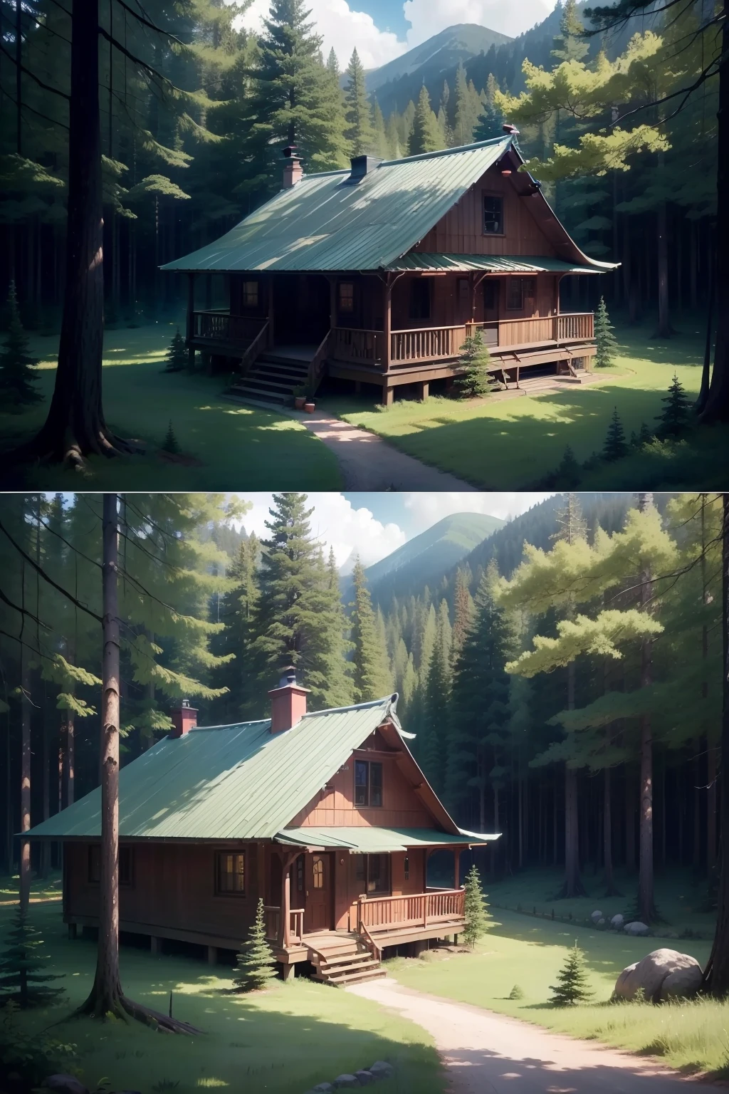 deep-forest、Whitewall Wood House、Red roof、Canada、countryside、the woods、forest、Gentle hills、No person、