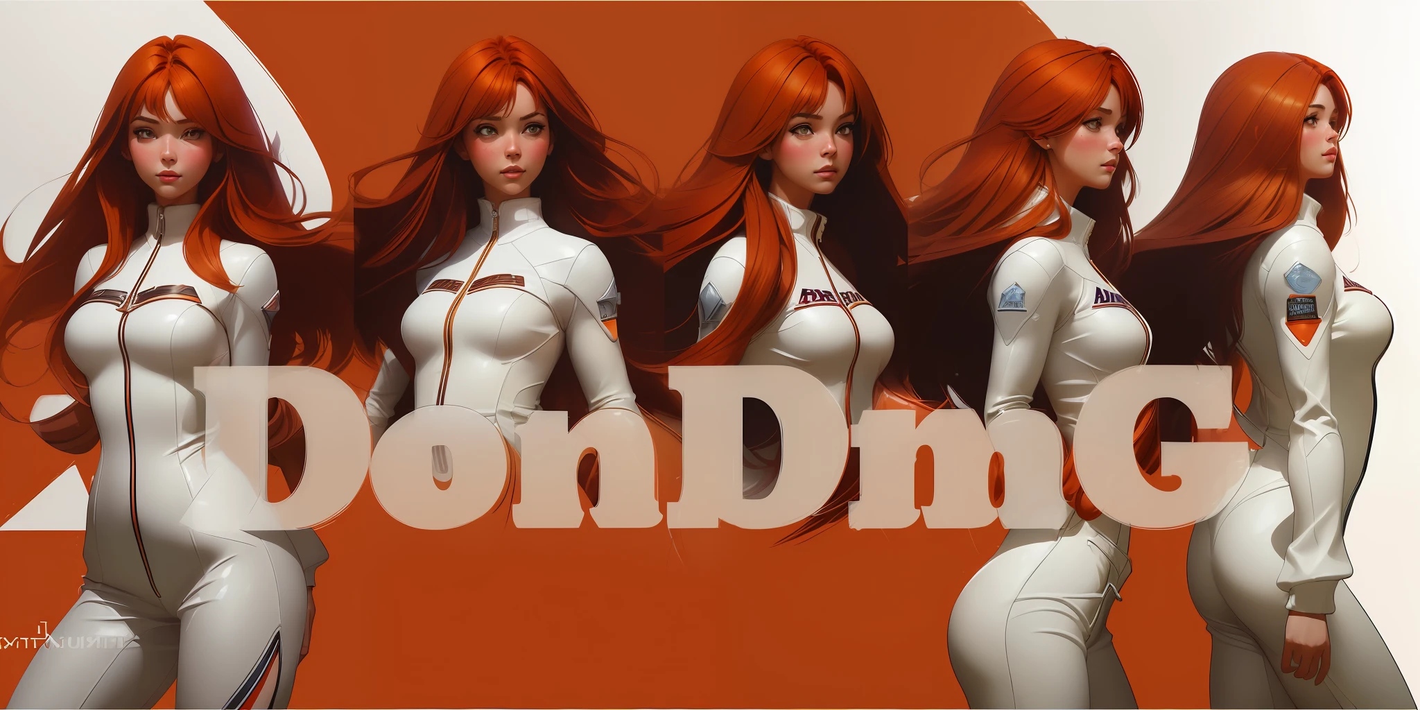 (character sheet of the same exact woman with auburn hair wearing a white leather jumpsuit:1.5), (((simple studio background))), reference sheet, HDR photograph by ((Ilya Kuvshinov)), by Ed Blinkey, Atey Ghailan, Studio Ghibli, by Jeremy Mann, Greg Manchess, Antonio Moro, trending on ArtStation, style of CGSociety, Intricate, High Detail, Sharp focus, dramatic, photorealistic painting art by midjourney and greg rutkowski , charturnbetalora