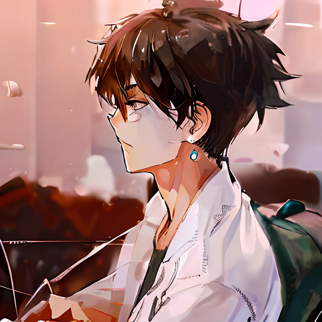 DBfantasyart style, masterpiece, 1boy, a beautiful portrait of a male, white hair in ponytail fashion, manhwa, highly detailed, 8K resolution