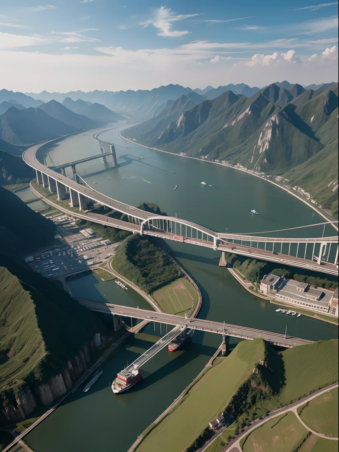 City early morning Yangtze River aerial photography
Best quality，tmasterpiece，（Photorealsitic：1.4）