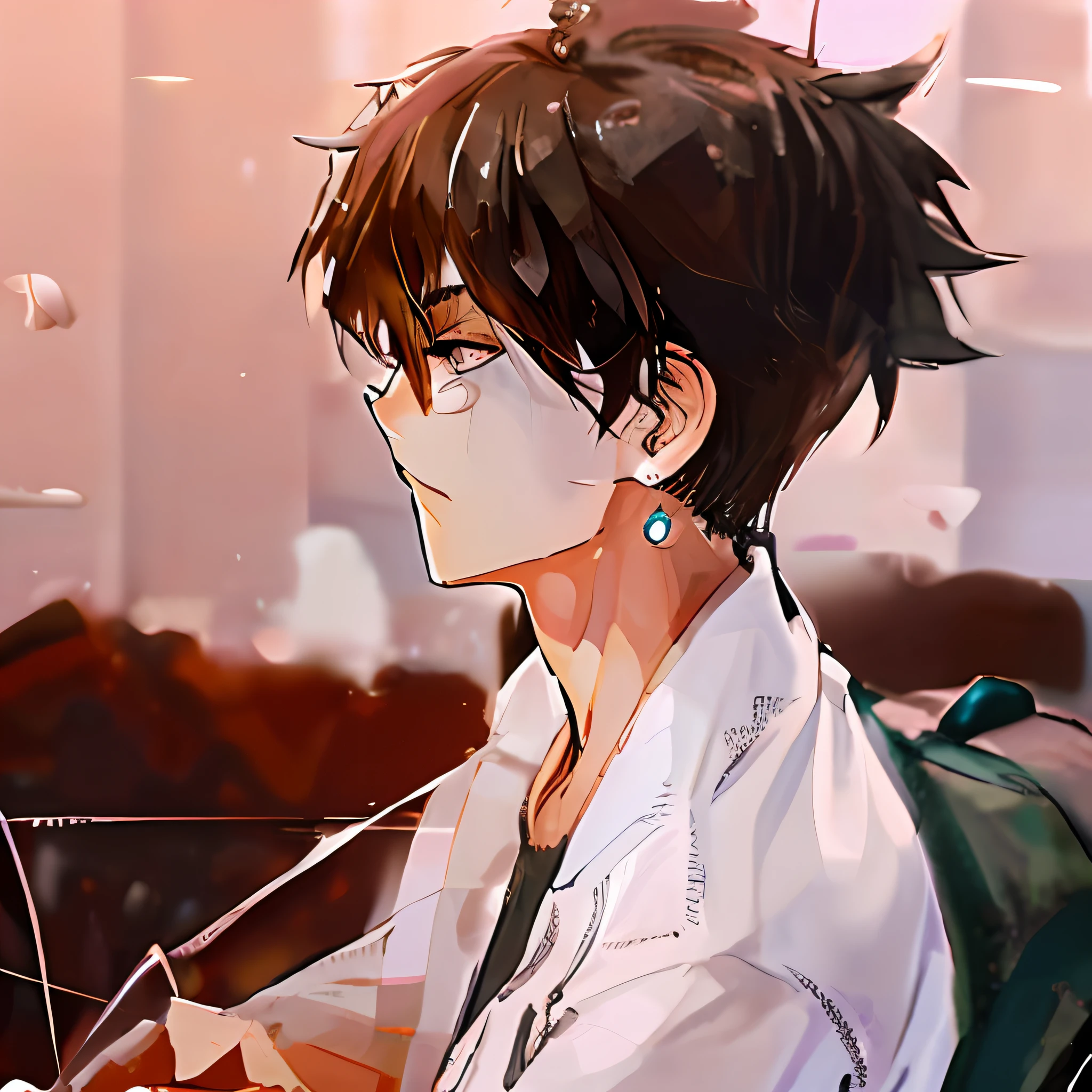DBfantasyart style, masterpiece, 1boy, a beautiful portrait of a male, white hair in ponytail fashion, manhwa,  highly detailed, 8K resolution