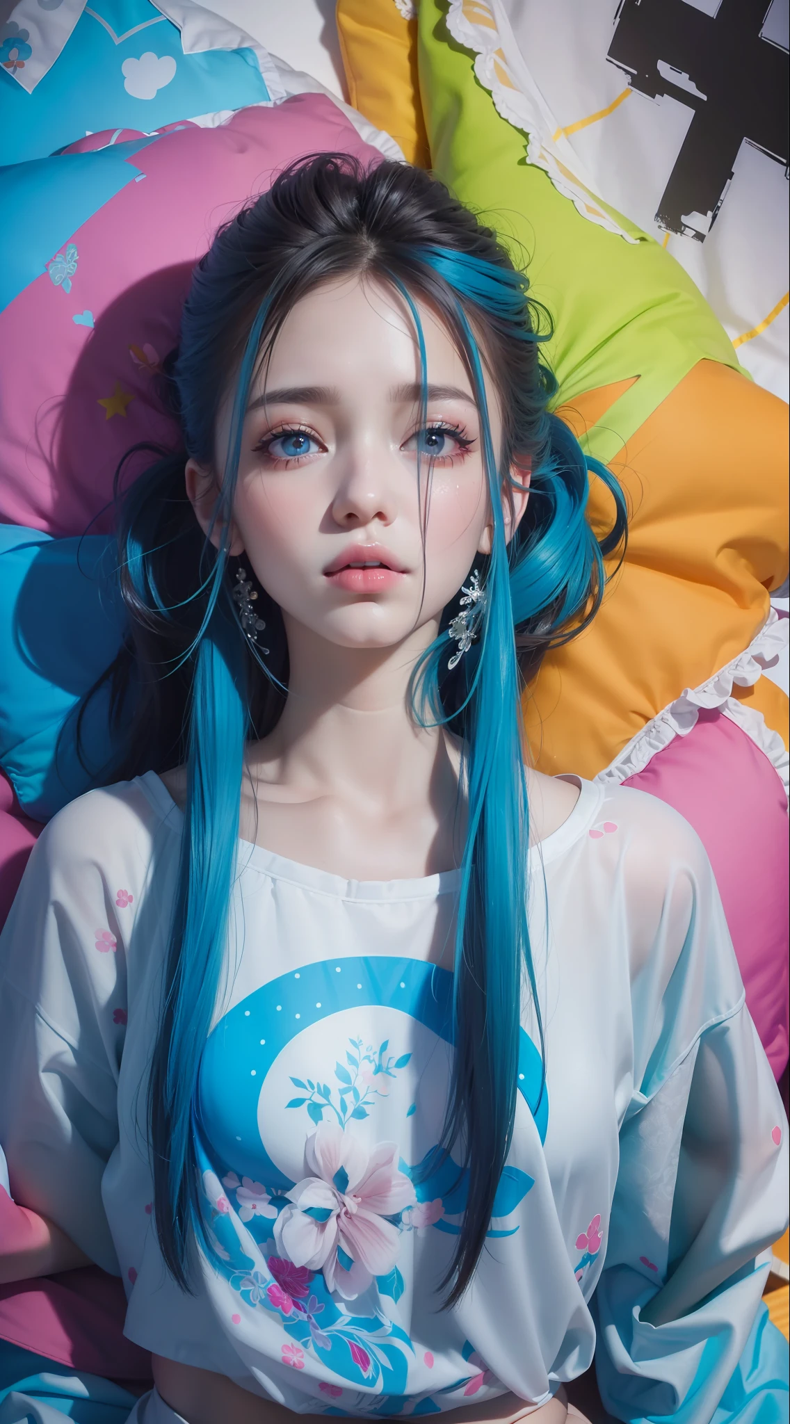 (8k, RAW photos, best quality, masterpiece:1.2), yjnn, 1girl, 3 d, asian, bangs, bare_shoulders, bow, bra, breasts, black_eyes, black_hair, cleavage, grey_background, lips, long_hair, short_sleeves, looking_at_viewer, huge_ breasts, navel, nose, off_shoulder, open_clothes, open_shirt, panties, real, camisole, solo, stomach, undergarment, undressing, upper_body, light blue_bra, light blue_panties, light blue_shirt, shiny skin, beautiful delicate face, beautiful delicate eyes, (real, Photo Realistic: 1), Lying in bed ((Realistic lighting, top quality, 8K, Masterpiece: 1.3)), Clear focus: 1.2, 1 girl, Perfect Body Beauty: 1.4, Slim Abs: 1.1, ((Dark Brown Hair, Big: 1.3)), (Wearing Ultra Thin Red Lace Underwear: 1.4, Gray Stockings: 1.2), Ultra fine face, narrow eyes, double eyelids, Lying in bed. [(Top Quality, Masterpiece, Intricate Details: 1.3):0.2], Real and Detailed Skin, POV Perspective, Viewer, (From Top: 1.2), (On the Bed), ((Lying in Bed: 1.2)), 1 Girl, (Korean Mixed, Kpop Idol), White Skin, (Scary, Crying, Tears: 1.25), (Slender Body: 1.2), (Colossal)))), (Maid, Light Lingerie, Naked:1.2), navel (cleavage: 1.12), buttocks sticking out, ((see-through lingerie)), (((pink pillows and sheets)), (body portrait), (((breast closeup)))