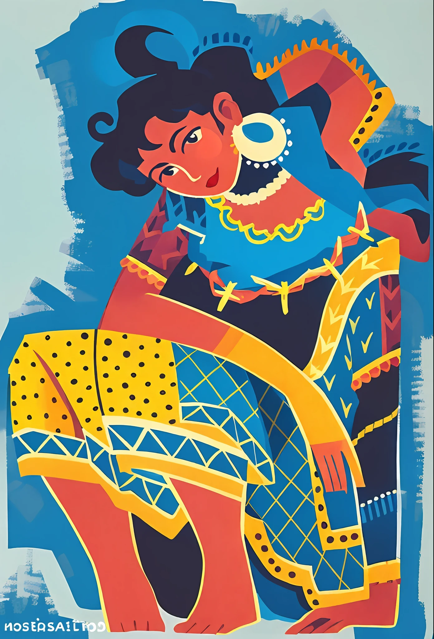 a close up of a woman in a blue dress sitting on a bed, inspired by Léon Bakst, inspired by Tawaraya Sōtatsu, gouache and ink, in the art style of ukiyo - e, gouache on paper, persian folktale artstyle, inspired by Utagawa Kunisada II, inspired by Utagawa Kunisada III