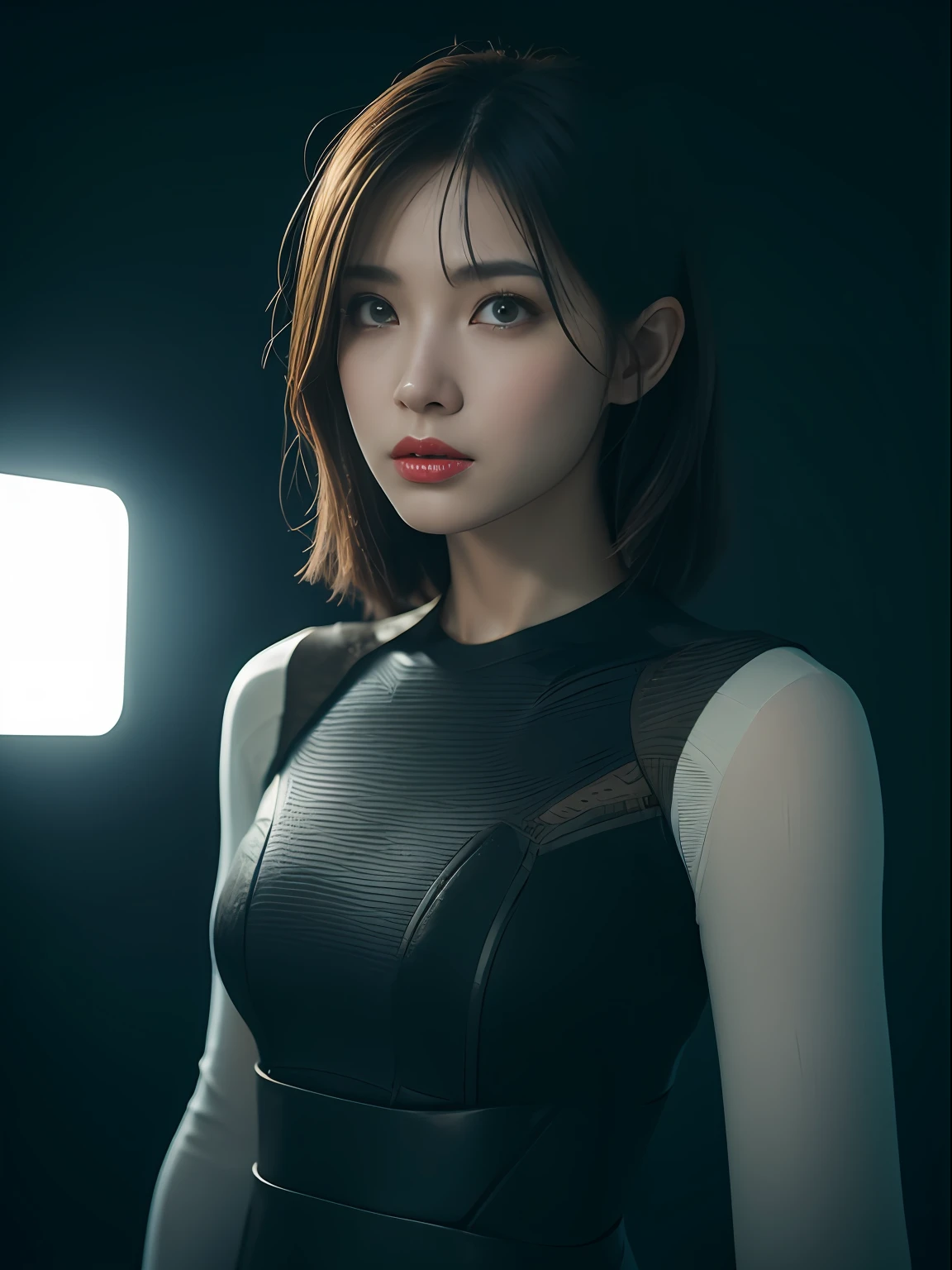 3D, A beautiful cyberpunk female image,hdr（HighDynamicRange）,Ray traching,NVIDIA RTX,Hyper-Resolution,Unreal 5,Subsurface scattering、PBR Texture、post-proces、Anisotropy Filtering、depth of fields、maximum definition and sharpness、Many-Layer Textures、Albedo e mapas Speculares、Surface coloring、Accurate simulation octane rendering of light-material interactions、Two-colored light、largeaperture、Low ISO、White balance、the rule of thirds、8K raw data、blackstockings