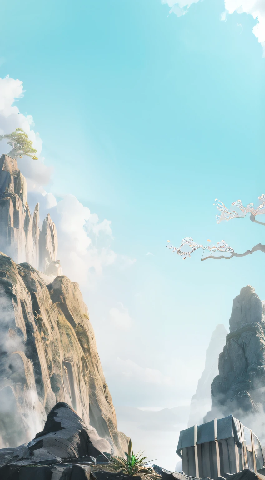 There is a picture of a mountain with trees and benches, dreamy matte painting, background artwork, 3 d render and matte painting, anime landscape wallpapers, beatiful mountain background, optimistic matte painting, 3d rendered matte painting, Zen temple background, Illustration matte painting, Anime landscape, Detailed scenery —width 672, beautiful mattepainting, beautiful landscape rendering,(high high quality:1.5),tmasterpiece,tmasterpiece,4K quality,Dundas effect,Halo,smoothness,(Clear focus:1.2),ellegance,8k,4K sharpening,The most beautiful images,(Ambient lighting),film effect,Cold and warm contrast,Beautiful poster,Post-processing,High detail quality,cg render,trace,rich details,(A high resolution),Warm and calm contrast