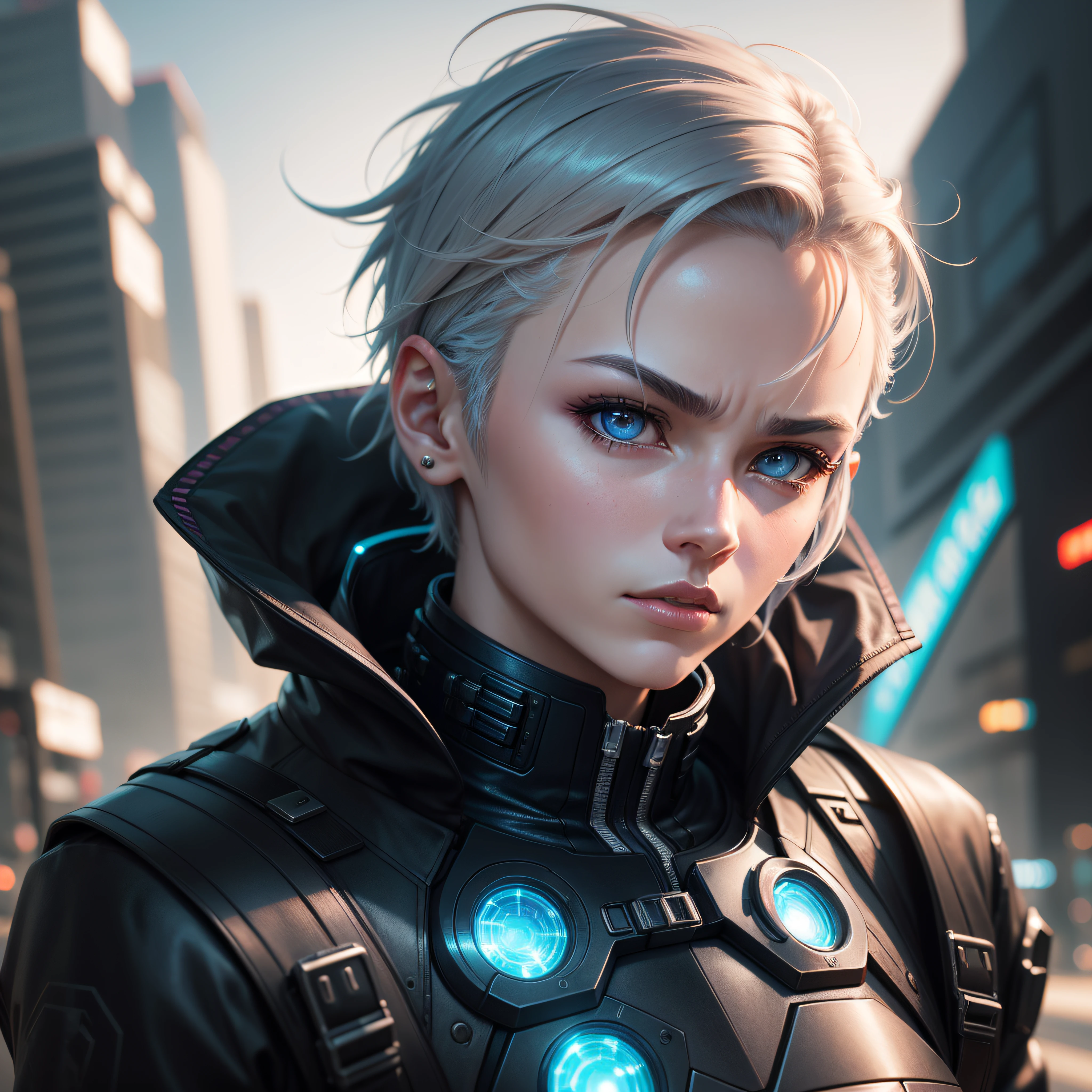 Very sharp 8k closeup portrait in frame Profile picture moonstone cyberpunk short hair man Sci-Fi cute Anime Japan 2d Sharp focus 16k resolution, Hyper detailed, Hyper realistic detail