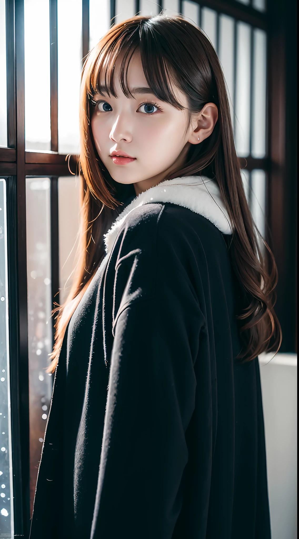 ulzzang-6500-v1.1, (raw photo:1.2), (photorealistic:1.4), beautiful detailed girl, very detailed eyes and face, beautiful detailed eyes, ridiculous, incredibly ridiculous, huge file size, super detailed, high resolution, very detailed, best quality, masterpiece, kemomimi, ((Japanese girls' the Winterswear)), illustration, very detailed, CG, unified, 8k wallpaper, amazing, Fine details, masterpiece, best quality, very detailed CG uniform 8k wallpaper, light on face, cinematic lighting, 1girl, 16 years old, ((dynamic pose)), winter background with snow,