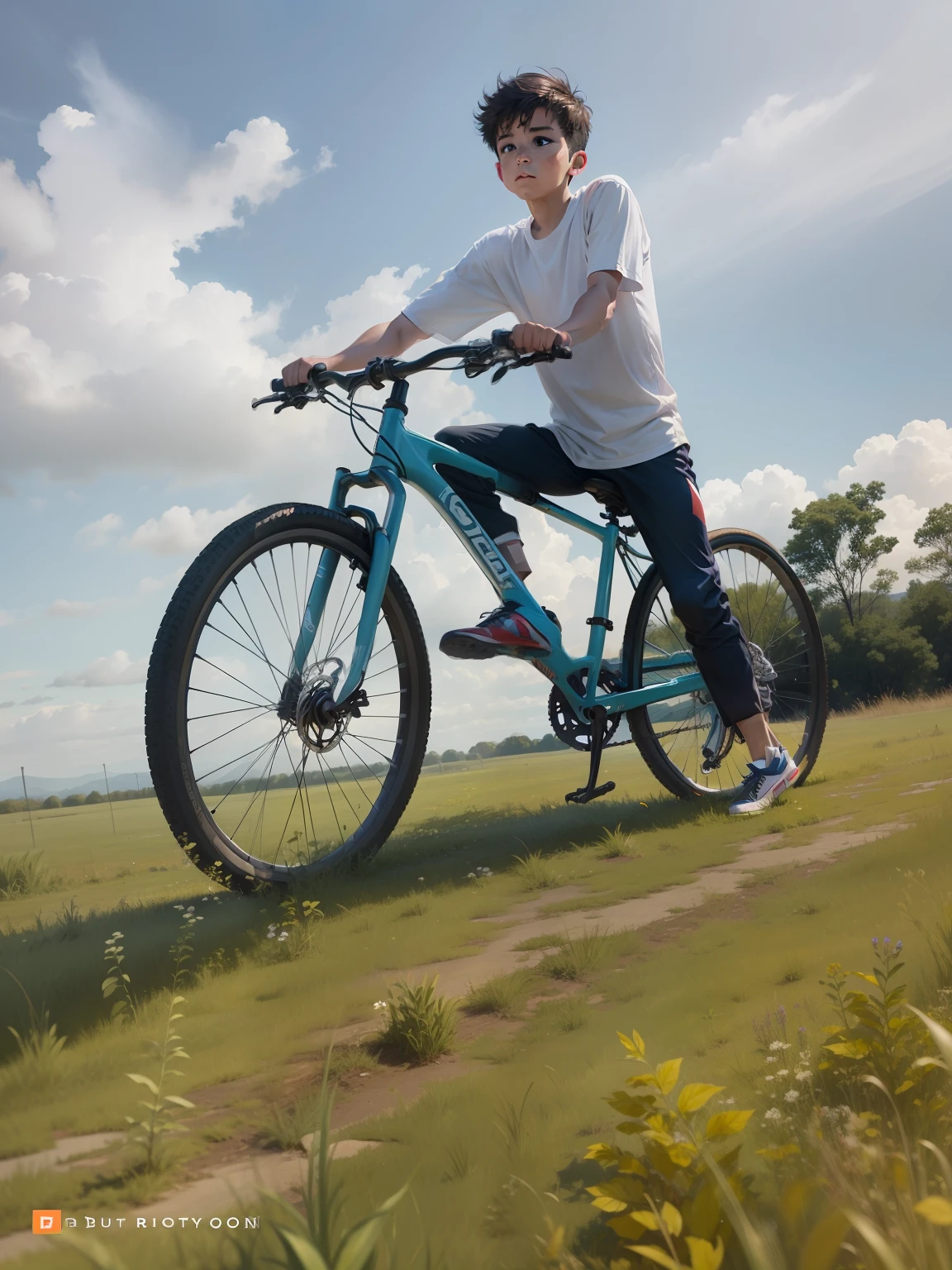 A boy cycling