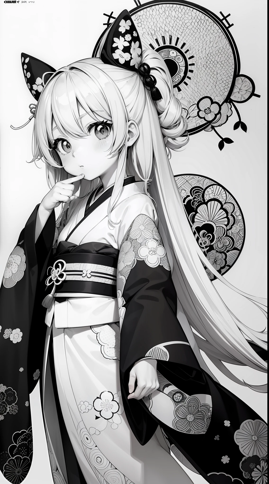 Japanese Anime Kawaii coloring pages in black and white for children. Easy to color for kids. Japanese line art