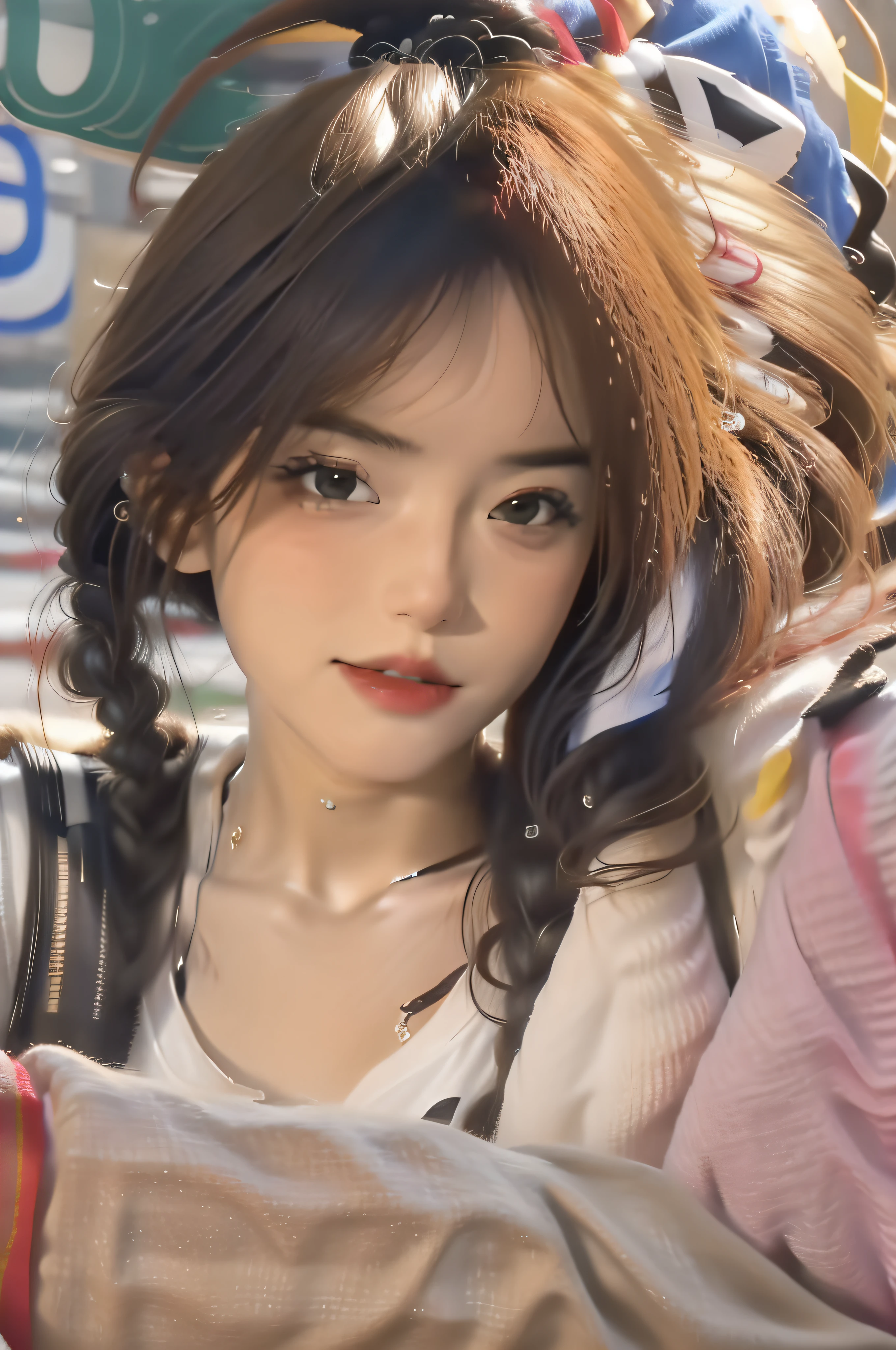 tmasterpiece, realisticlying, finely-detailed eyes, big breasts beautiful, looking at viewert, natural soft light, depth of fields, filmgrain, wrinkly skin, ((34yo)), Brazil, femminine, 独奏, Wear a t-shirt, with brown eye, freckle, from waist up, sportrait.up front view, allure,cabelos preto e longos