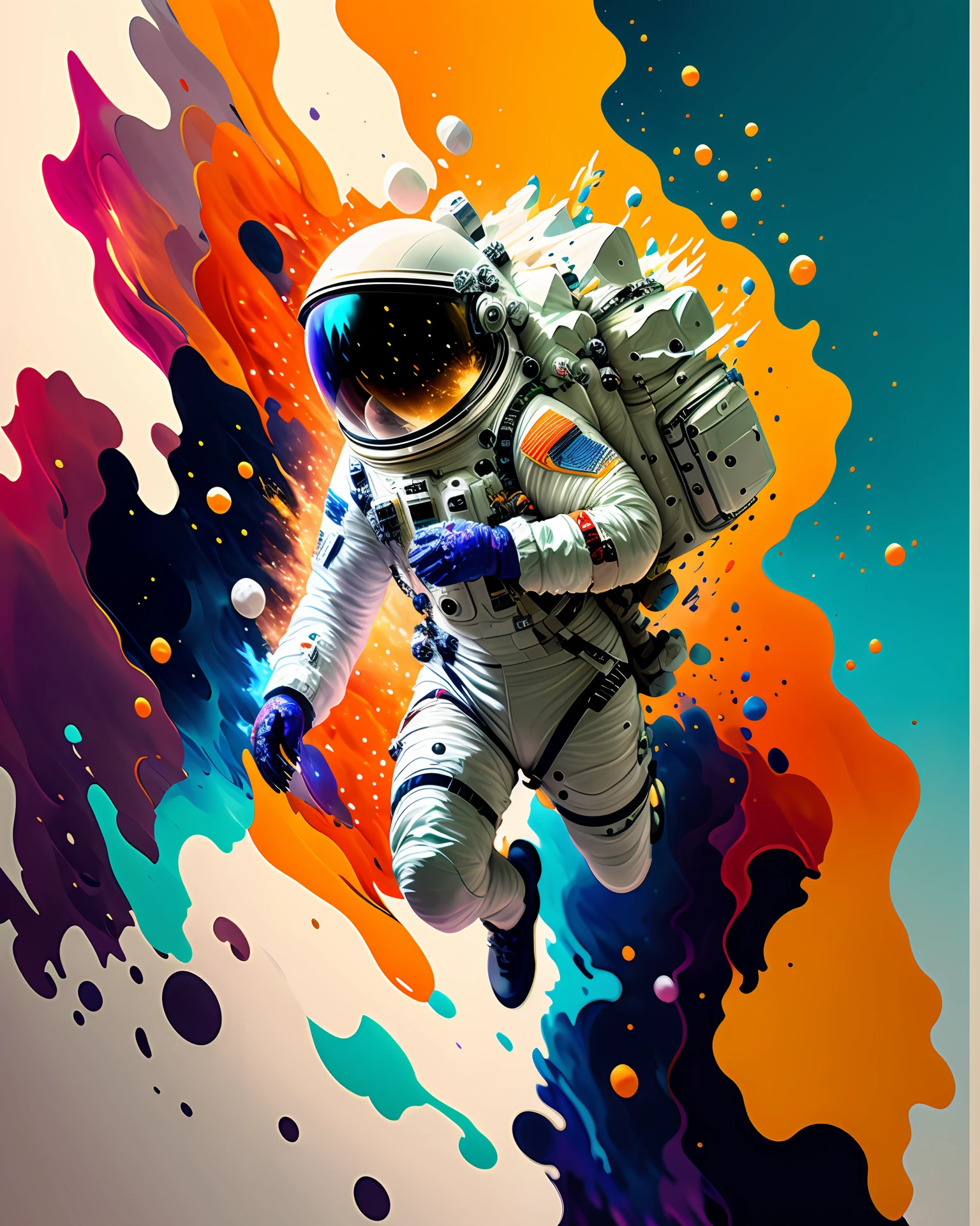 astronaut,  climbing the asteroid,  character render, ultra high quality model, ethereal background, abstract beauty, explosive volumetric, oil painting, heavy strokes, paint dripping