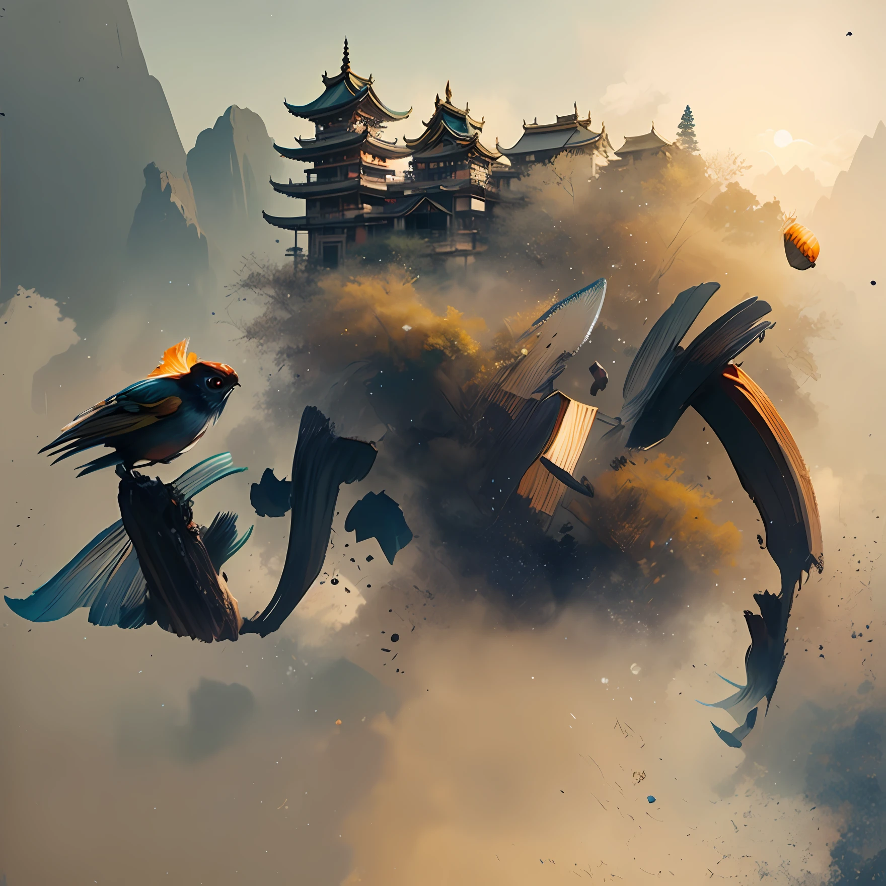 hoang lap,A high resolution,ultra - detailed, sunder ,Design a beautiful temple scene,intricately detailed buildings,Lush gardens,and a sense of peace and spirituality。 sunder ,Create an image of a destructive demon,With terrible characteristics,The power of darkness,And the desire for chaos and destruction。 sunder ,design an image with fisheye lens effect,Capture a wide field of view with a unique curved perspective。 sunder ,Create a rooftop view in an urban setting,Features panoramic city views、Dramatic skyline and sense of elevation。 sunder , sunder ,utilisant le pointillisme pour illustrer les images,Carefully place tiny color dots,to create a cohesive and visually stunning whole。