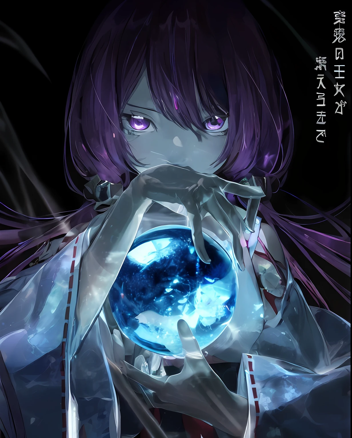 Anime girl holding a crystal ball in her hands with blue light in her hand, in no game no life, Woman with Orb, alchemist girl, /!\ a sorceress, ethereal anime, best anime 4k konachan wallpaper, Ghost Sphere, a sorceress casting a ice ball, mysterious girl, Crystal ball, Psychic Girl, anime wallaper