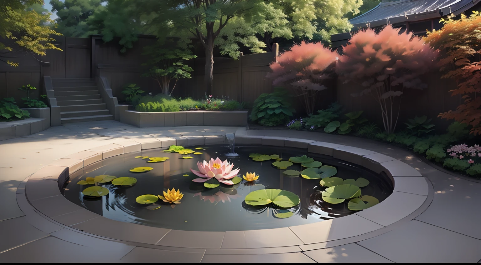 Kizi,Rose garden,ponds,lotus, and the sun was shining brightly,夏天,PM,parks