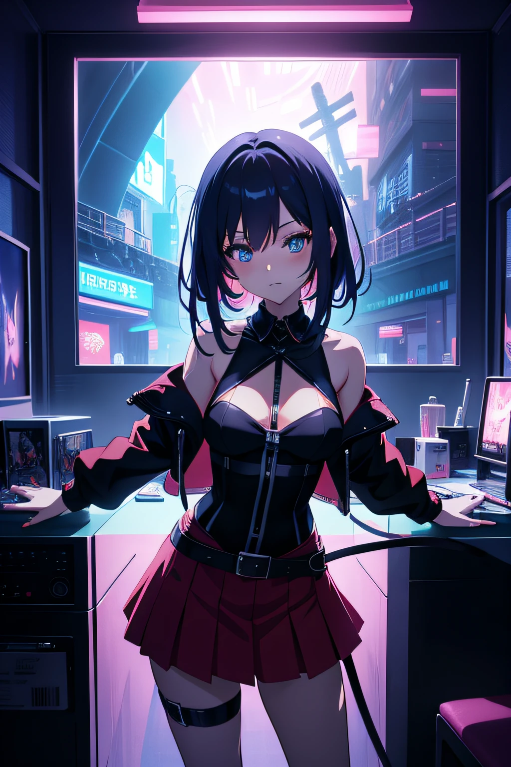 Anime girl in a nightclub,Towards the front,tidal current，style of anime4 K, Digital anime illustration, anime vibes, anime styled digital art, Anime style. 8K, lofi-girl, Anime art wallpaper 8 K,