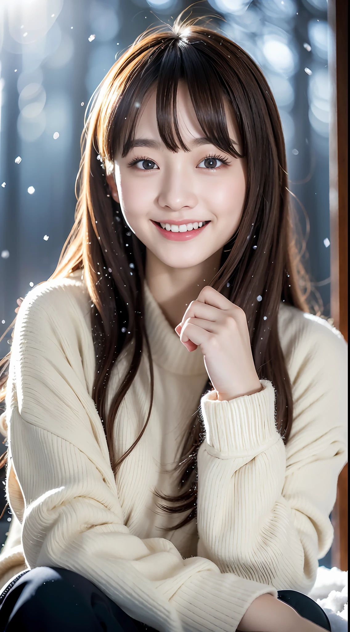 ulzzang-6500-v1.1, (raw photo:1.2), (photorealistic:1.4), beautiful detailed girl, very detailed eyes and face, beautiful detailed eyes, ridiculous, incredibly ridiculous, huge file size, super detailed, high resolution, very detailed, best quality, masterpiece, kemomimi, ((Japanese girls' the Winterswear )), illustration, very detailed, CG, unified, 8k wallpaper, amazing, Fine details, masterpiece, best quality, very detailed CG uniform 8k wallpaper, light on face, cinematic lighting, 1girl, , light smile, full body, sitting on rotten wood,((dynamic pose)), winter background with snow, play with snow, snowball,