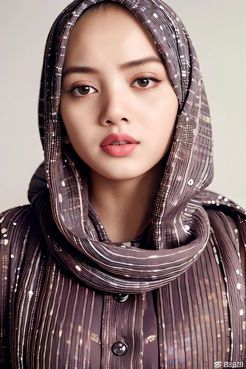 Wearing hijab, (8k, RAW photo, best quality, masterpiece:1.2), (realistic, photorealistic:1.37),best quality,hyper detailed,highres,
1girl,looking at viewer, 
lisa, 
light smile,
young and beautiful,