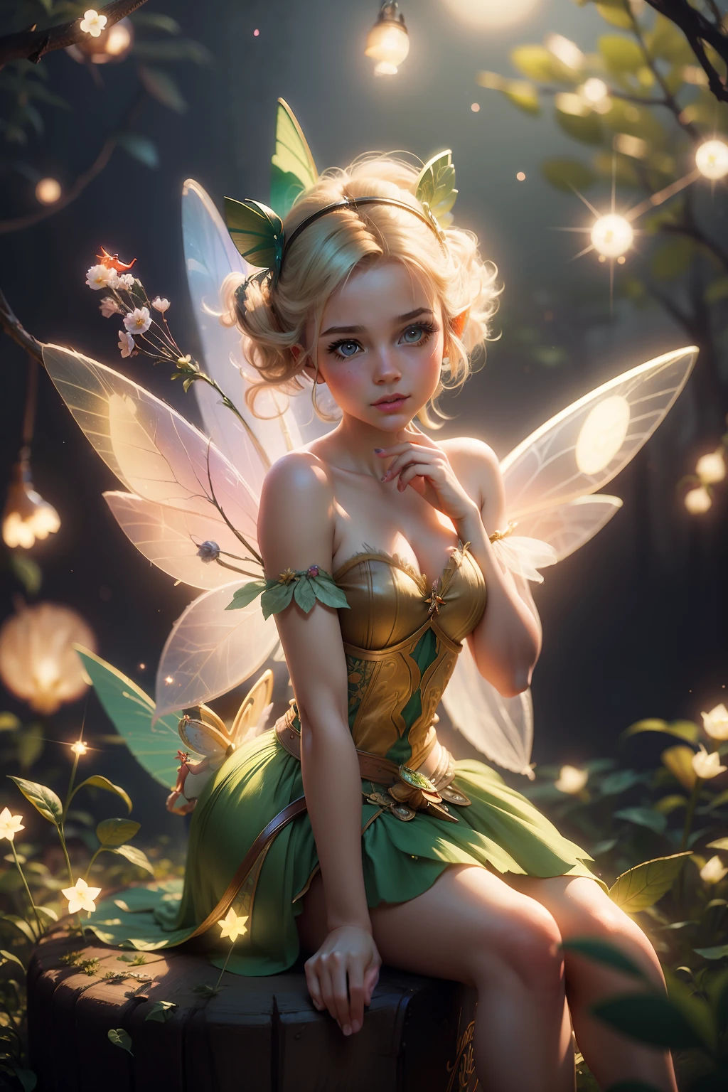 snapshot of beautiful fairy, tinker bell. nostalgia, retro, vintage, octane render, 32k