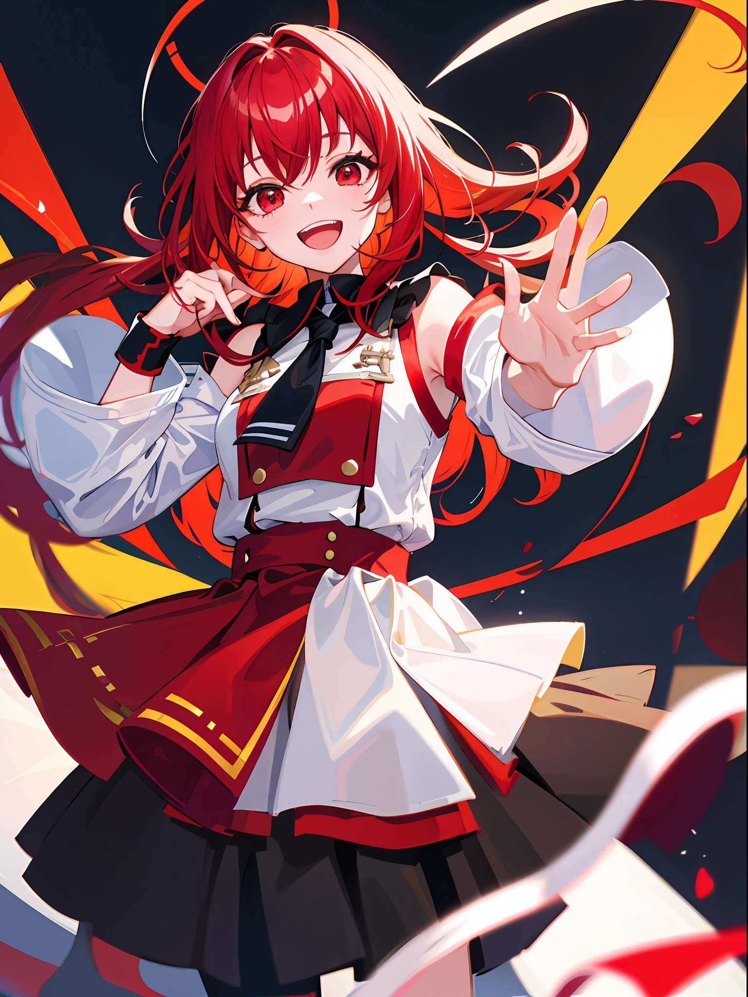 1girll,whaite hair,Red eyes,happy laughing,