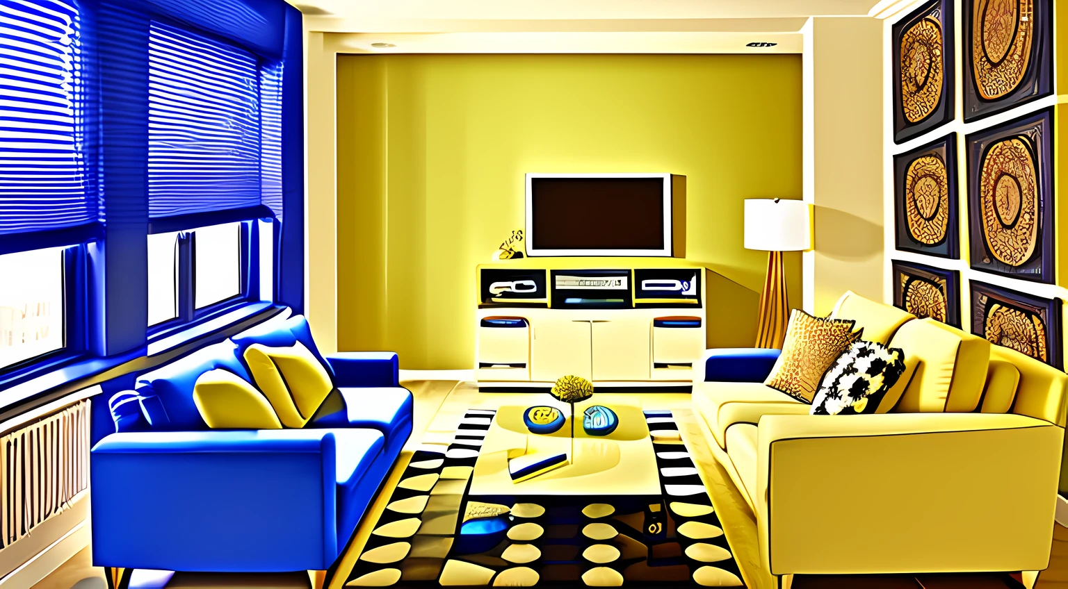 Modern living room illustration.
A bright living room with plenty of sunlight coming in through the large windows.
A comfortable living room where you can sit on the sofa and watch TV, read or spend time with friends and family.
A stylish living room coordinated with modern furniture and interiors.
A safe and fun living room for children to play.
A pet-friendly living room where pets can live.