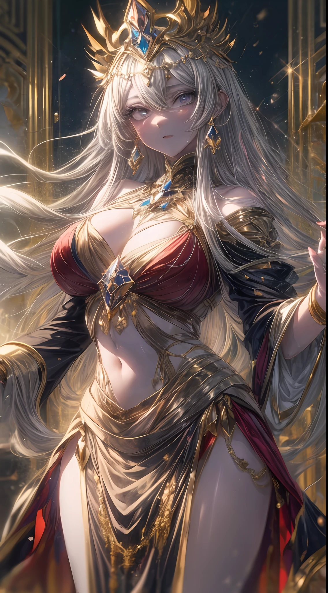 In the grand halls of royalty, an Empress rules with grace and authority. Her eyes, regal and discerning, hold the wisdom of her rule. Adorned in opulent attire and a majestic crown, she embodies the essence of sovereignty and power. With each decree, she shapes the destiny of her realm, guiding it towards prosperity and harmony. A symbol of leadership and strength, the Empress stands as a beacon of inspiration, forever leaving a legacy of benevolence and courage in the hearts of her subjects. As the epitome of regal dignity, she commands admiration and respect from all who have the privilege of standing in her presence.