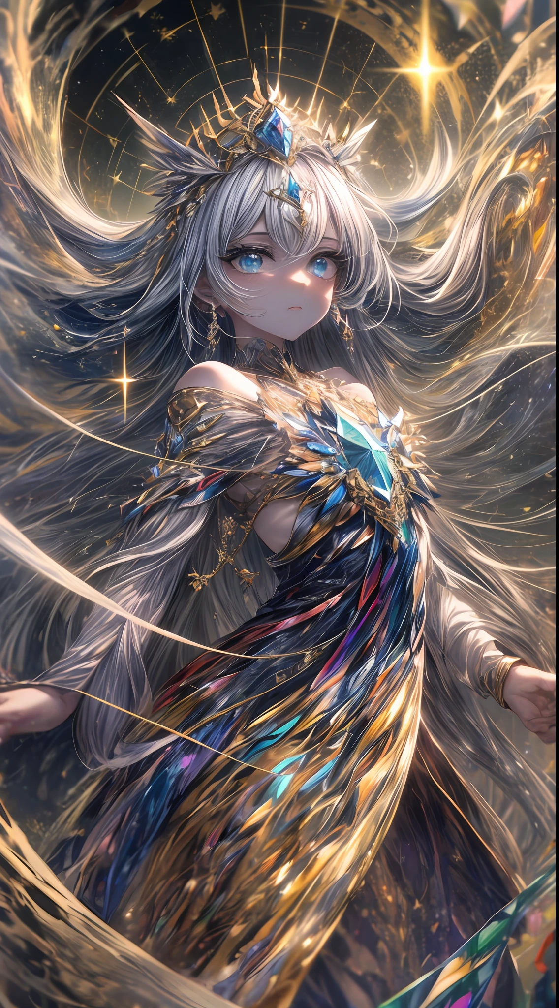 In the celestial realms, the Empress of Light reigns with a radiant and ethereal presence. Her eyes, a luminous and enchanting glow, hold the wisdom of the cosmos. Adorned in a resplendent gown that shimmers with celestial brilliance, she embodies the essence of celestial grace and power. With each step, she illuminates the heavens with her celestial aura, guiding the stars and constellations with her celestial touch. A symbol of divine illumination and spiritual enlightenment, the Empress of Light stands as a guiding beacon, forever illuminating the path to cosmic understanding and the higher realms of celestial consciousness.