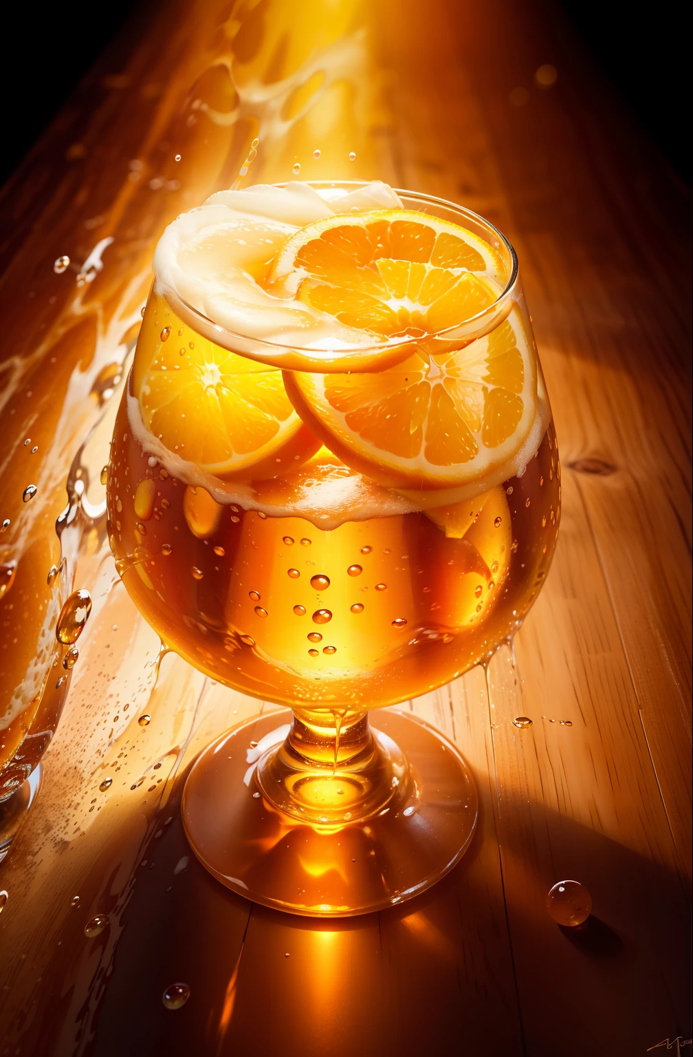 nothing background,Water splashes into a glass of orange beer、The orange、Jumps、,realisticlying,photorealestic,Amazing food photography,4K food photography,4K food photography,high speed photography,Slow motion,ultra high speed photography,Food photography photography