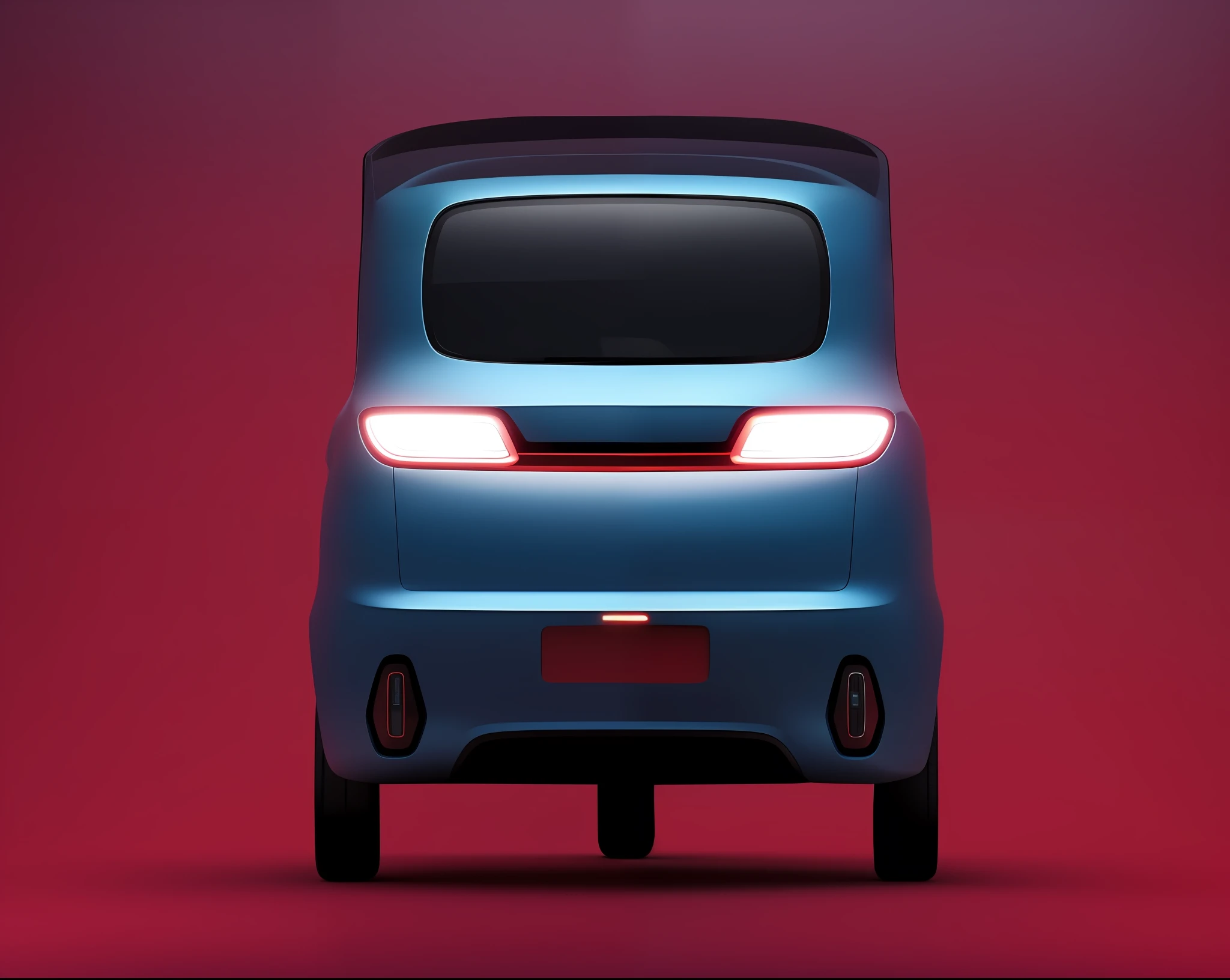 Rembrandt light，Close-up of a blue car with a rear bumper, rear-shot, Rear view, vehicle design, vehicle illustration, 3/4 Front view, views front side and rear, vehicle concept photo!!, centered full body rear-shot, symmetrical front view, car concept, futuristic product car shot, mid view, rear shot, up front view，Close up of white car on red background，KAMA Russian electric vehicles，Futuristic product car lens，cute future vehicles，Vehicle design trends，Zen concept，new vehicle，intelligent,,,,，Concept car，It has red and black paint，conceito，car concept，shaxi，Front perspective，tmasterpiece，Highest quality t，Extremely beautiful reflections，The best reflection，（Very detailed CG unity 8K wallpaper）（Best quality t）（The best illustrations）（The best shades），rendering by octane，Ray traching，Ultra-fine details，portrait symetrical， (Cyborg:1.1)，([Tail | detailed wire]:1.3)，(Complicated details)，hdr，(Complicated details，ultra - detailed:1.2)，Cinema lenses，Vignette，at centre，(Cyborg:1.1)，([Tail | detailed wire]:1.3)，(Complicated details)，hdr，(Complicated details，ultra - detailed:1.2)，Cinema lenses，Vignette，at centre， ，