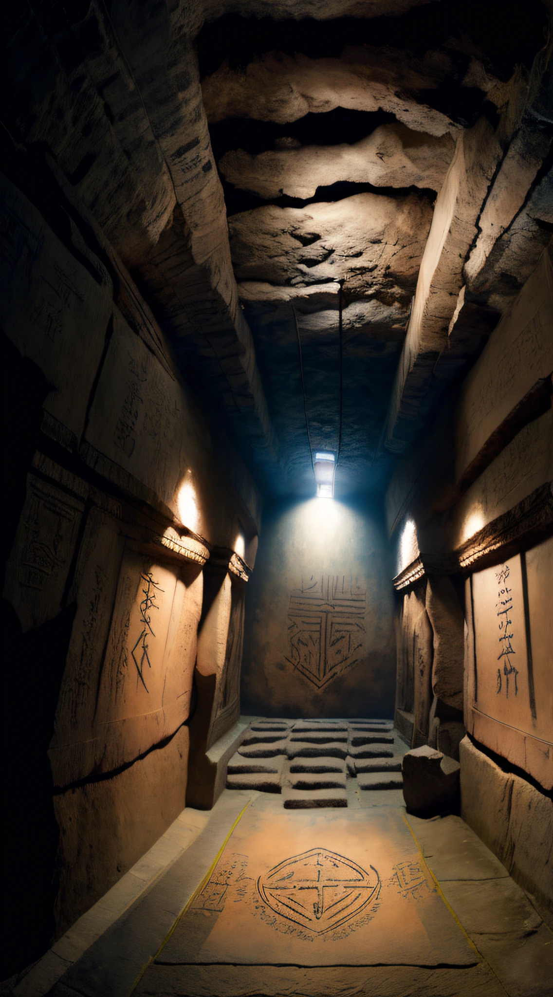 （Ancient underground style：1）The walls of the tomb are carved with mysterious runes and elaborate frescoes