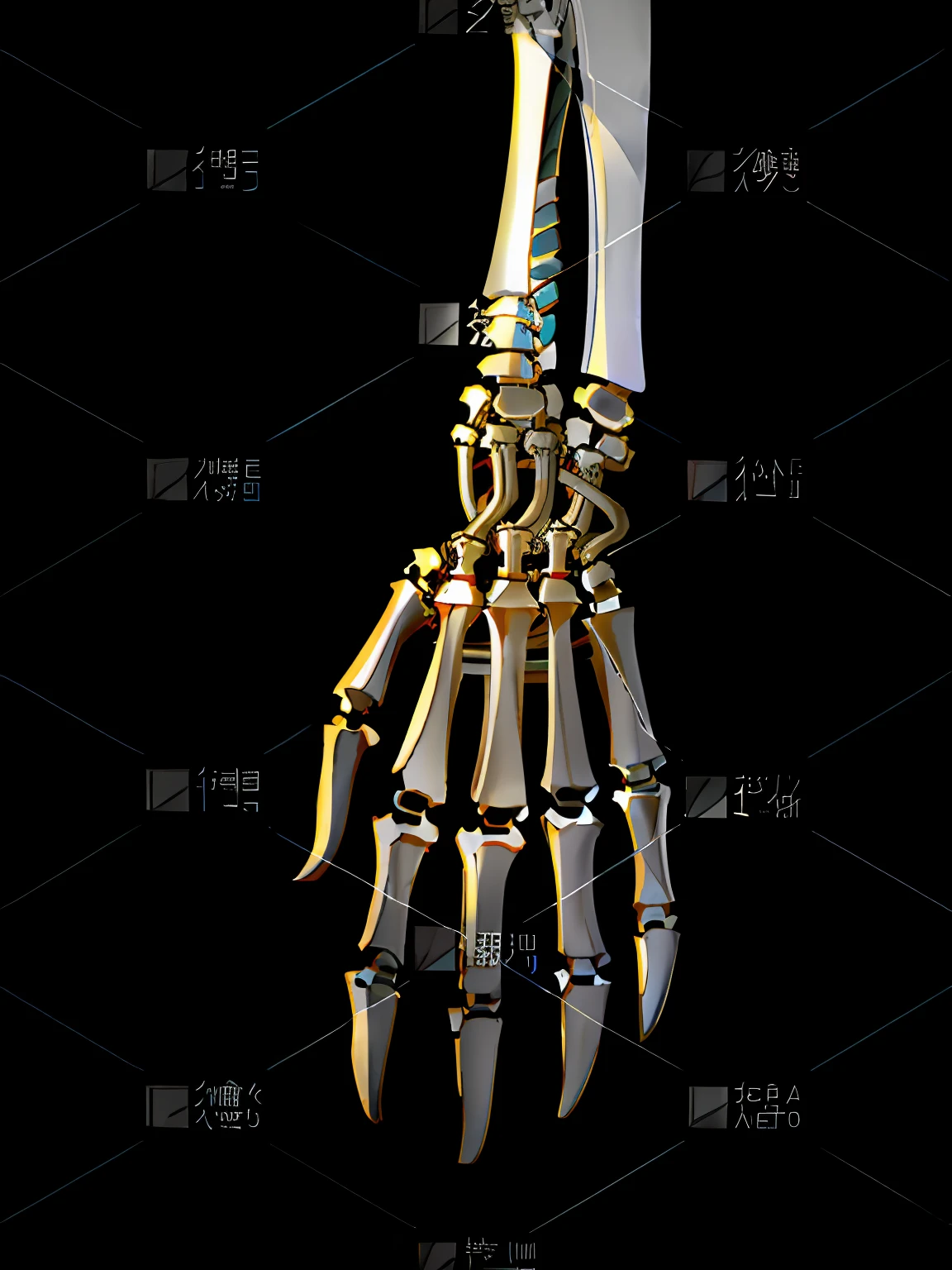 Close-up of human hand with skeleton hand and bone, Bone structure, human hand, , skelleton, Beautiful bone structure, Skeleton hands,  Anatomy, closeup of hands, Hand model，Exquisite graphics，Movie lighting