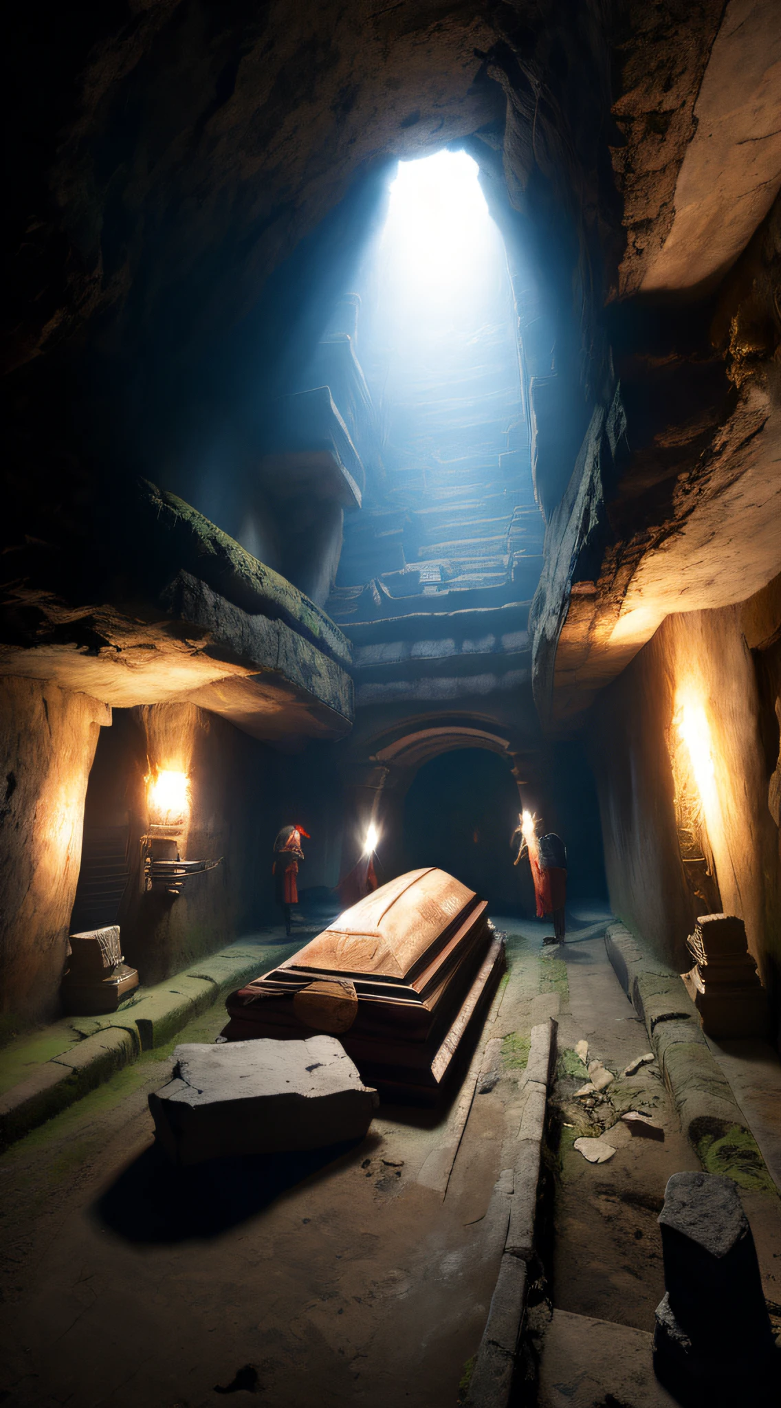 （Ancient underground style：1）In the depths of the burial chamber，They found an extremely large coffin。