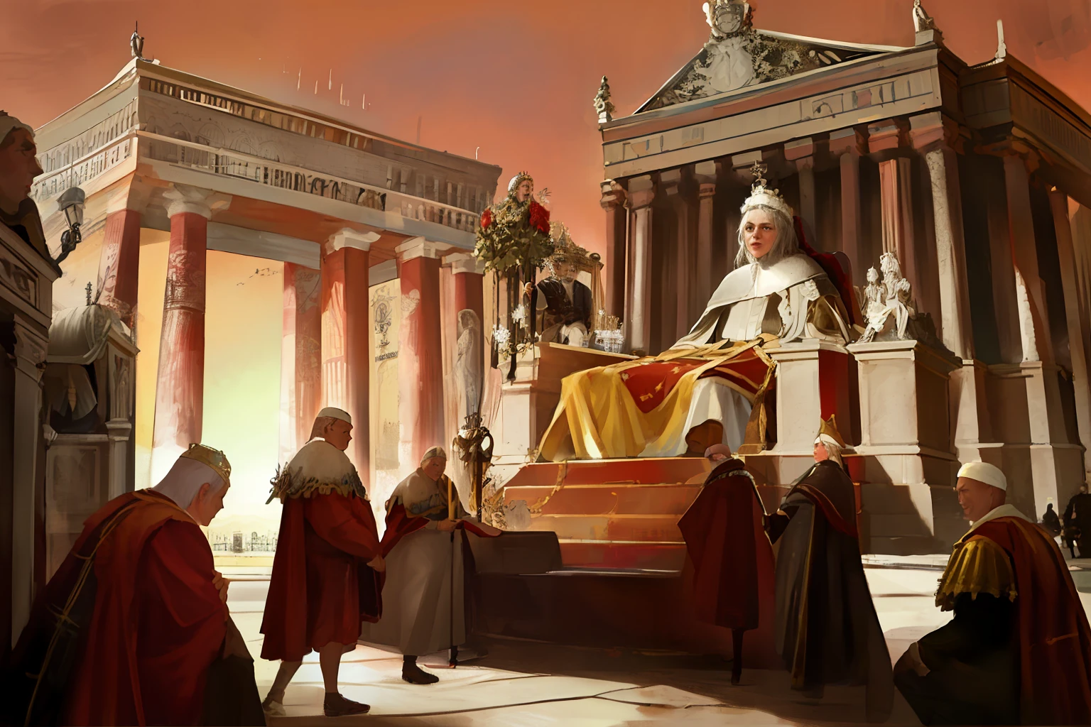 Visualize the transition from Regal Rome to Republican Rome in a series of images that depict the shift from monarchs to elected governors