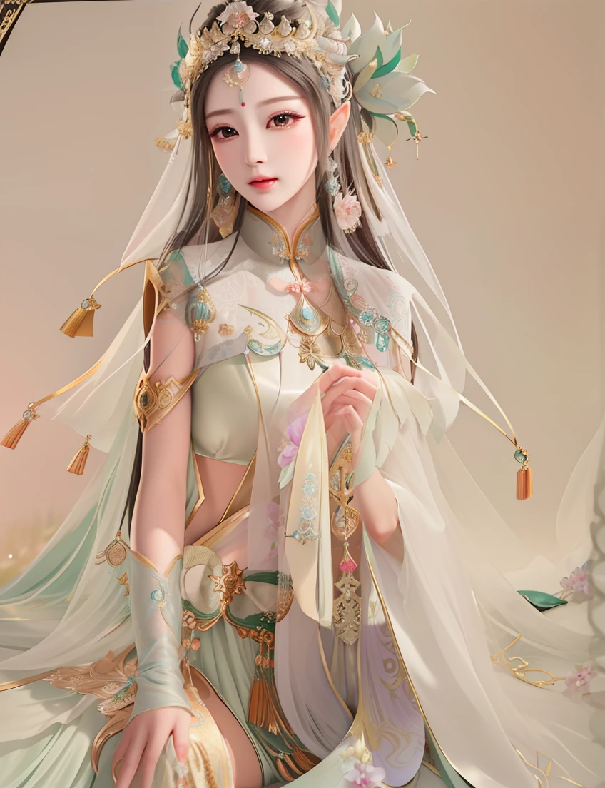 Close-up of a woman in a veiled costume, a beautiful fantasy empress, extremely detailed goddess shot, ((a beautiful fantasy empress)), beautiful and elegant elf queen, Japanese goddess, Goddess. Extremely high detail, Princesa chinesa antiga, Beautiful goddess, a stunning portrait of a goddess, gorgeous chinese models, a stunning young ethereal figure, Beautiful rendering of the Tang Dynasty