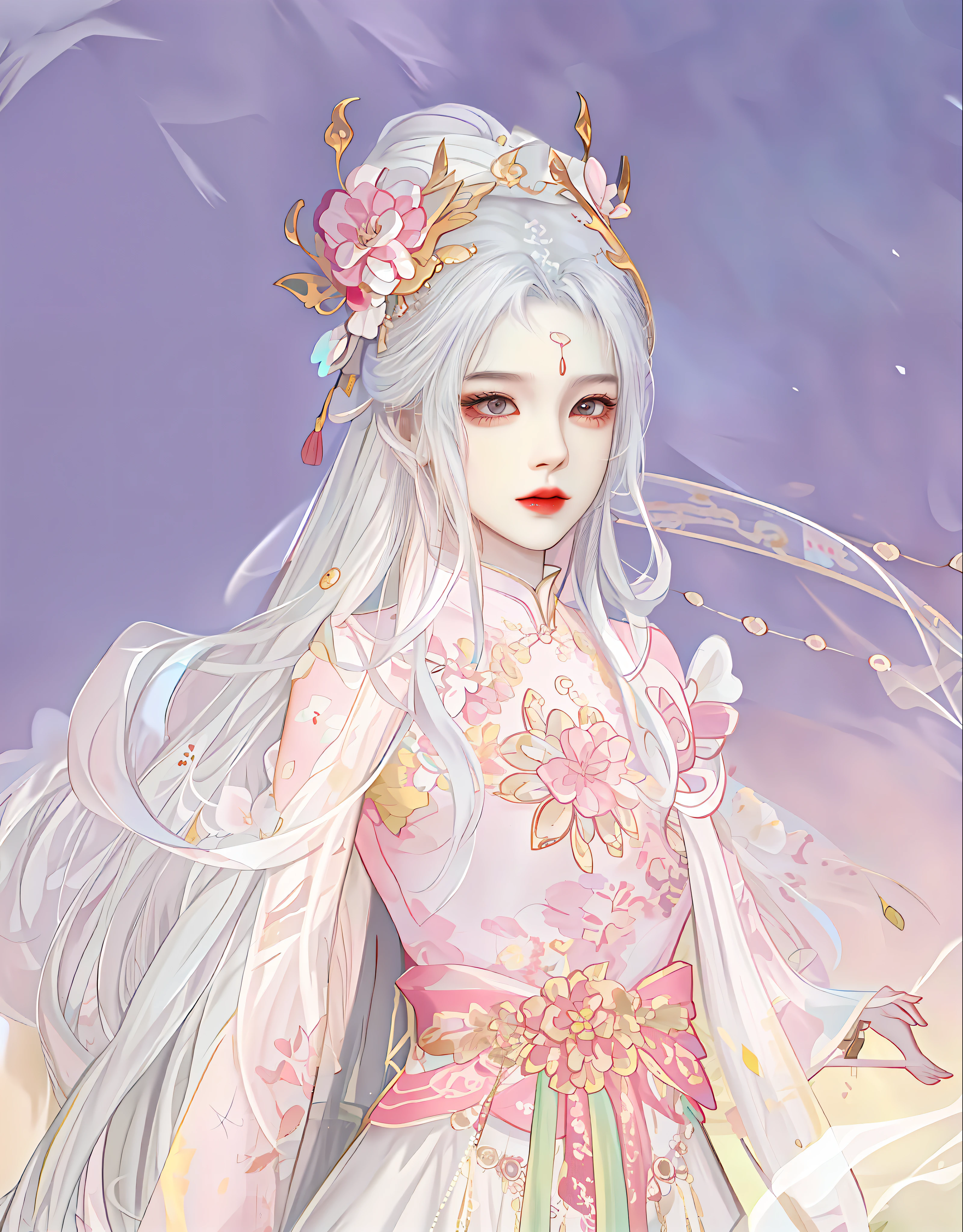 oriental girl,Works of masters,Best picture quality,Higher quality,high detal, 超高分辨率, 8K分辨率, depth of fields, cinematic photogtaphy, intricately details, carefully, meticuloso, glorious, max detail, extreme beautiful, (((1girll, 独奏))), 18yr old, long whitr hair,A picture, tmasterpiece, (Best picture quality), Higher quality, high detal, 超高分辨率, in a panoramic view, Exquisite facial features, s the perfect face