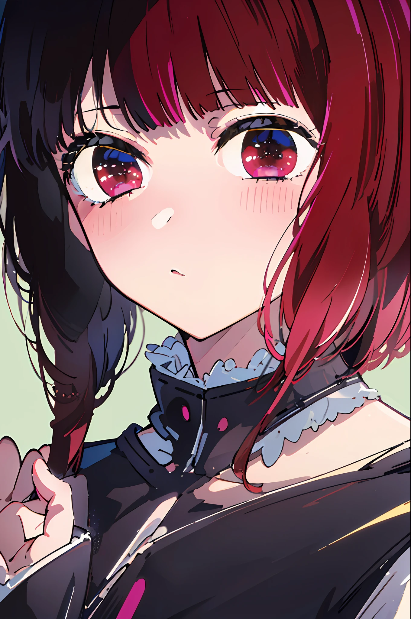 (hyperrealistic), (illustration), (high resolution), (8K), (extremely detailed), (best illustration), (beautiful detailed eyes), (best quality), (super detailed), (masterpiece), (wallpaper), (detailed face), Kana arima, wearing black dress