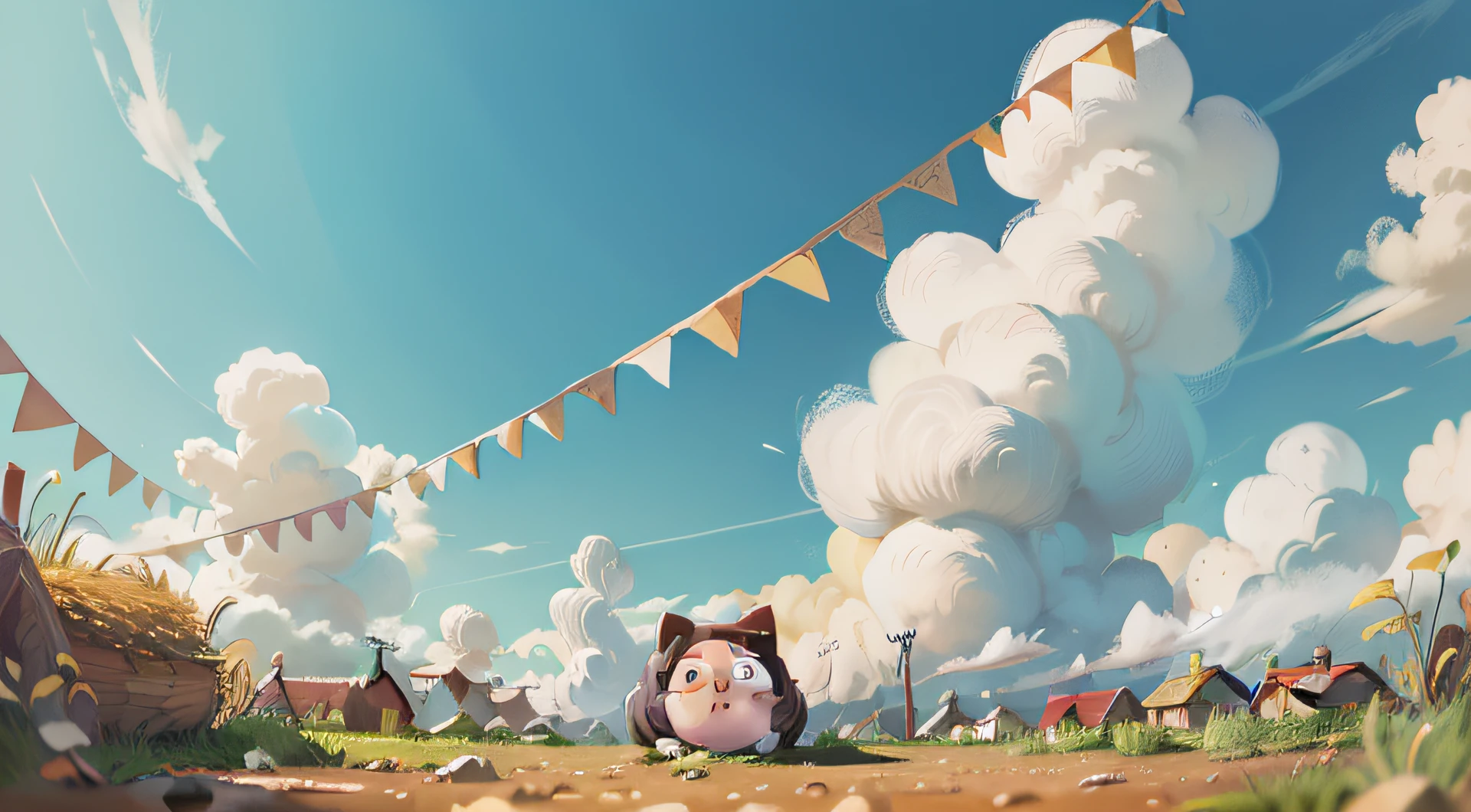 Sky clouds on the ground,There are no characters in the picture