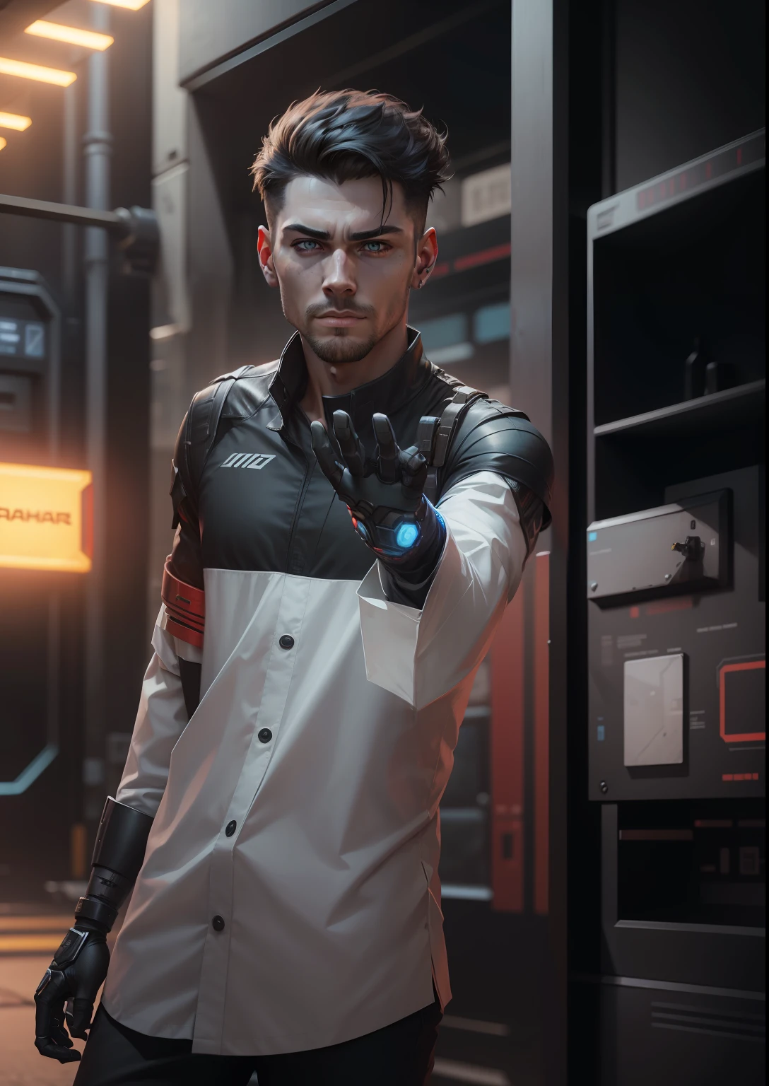 Remove bagraund, realistic face,man, handsome, power, cyberpunk,boy, cinematic, ultra realistic,8k, light,ninja, powerful, robotic, gaming, machine, future