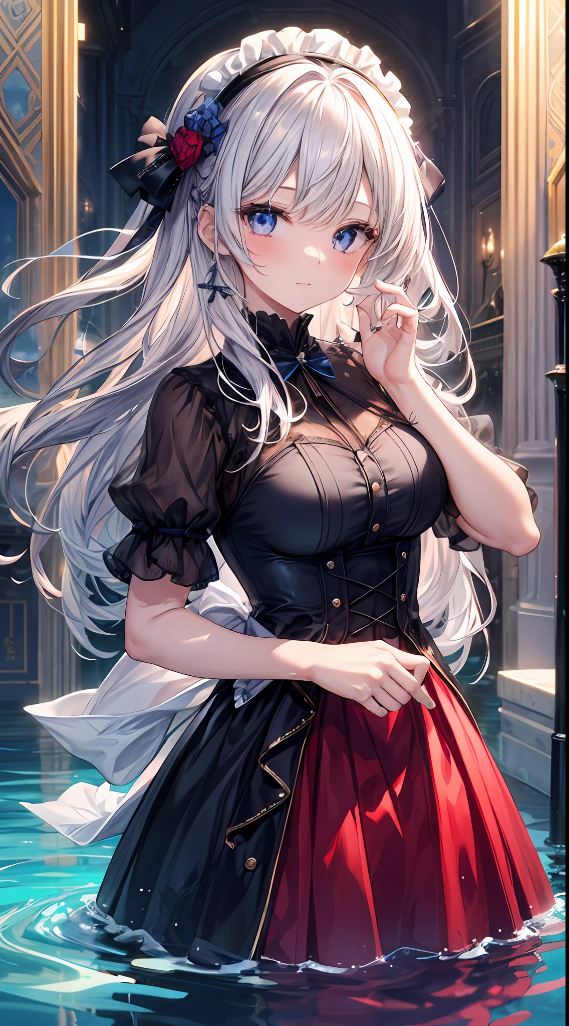 1girl, solo, ((masterpiece)), ((best quality)), virtual water, a girl, perfect hands, five fingers,