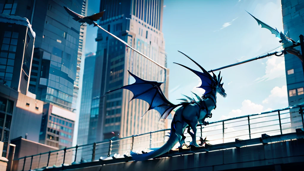 The barb on the tail of the bipedal ice dragon was stuck on the railing。It flaps its wings,Pedal the railing with your feet,Want to pull the tail out。But because the gap in the railing is too small,So even though it feels a lot of pain,The tail is going to be pulled off,Failed to pull out the tail either