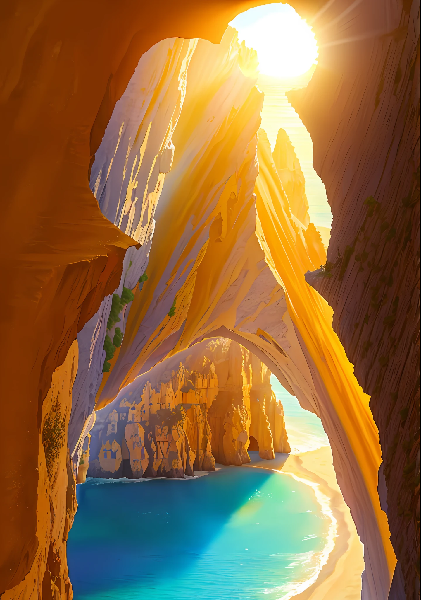 Algarve, yellow cliffs,medieval fortress, summer, sun, ocean, beach