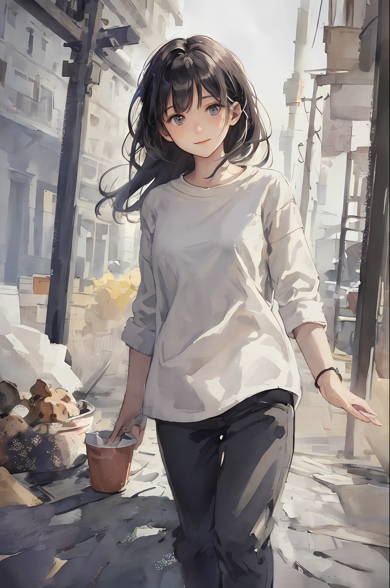Stechu,(White background:1.4), (Tachie)), Original,(illustratio:1.1),(Top image quality),(masterpiece:1.1),(Ultra detailed CG unified 8k wallpaper:1.1), (colourfull:0.9),(panoramic shot:1.4),(独奏:1.2), (Ink splashes),(color splashes),((watercolor paiting)), Clear Sharp Focus,{ 1 Boy Running},sea the background of,plein air,boulders, looking at the viewers、make happy expressions、Soft smile、pure、Beautiful face and eyes、beautyfull intricacy clothing decorative pattern details、A dark-haired、Black eyes、colorwater