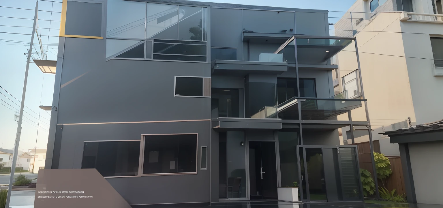 Modern exterior design, lawn, landscape garden, glass composite panel,road