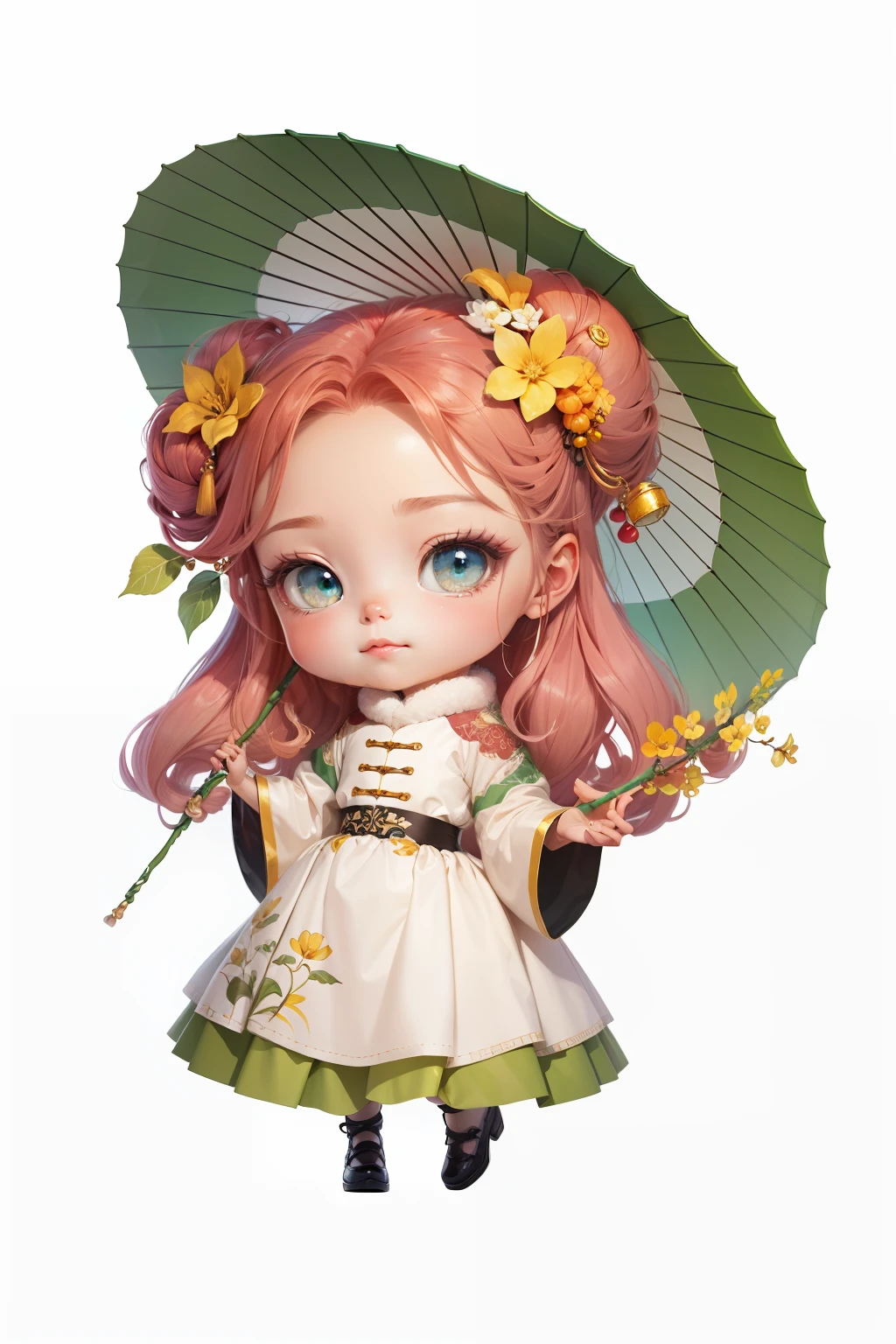 Chinese shoes，white limbo，Pattern，Pedras preciosas，Refinement，Exquisite painting，lovely digital painting，anime styled digital art，style of anime。8K，A beautiful artwork illustration，adorable digital art
