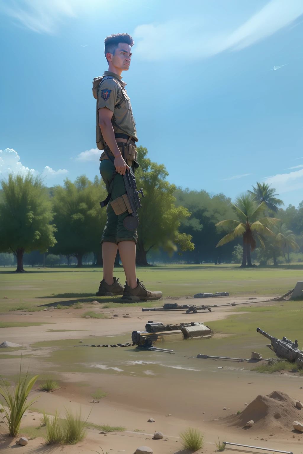Turn this image on war zon with war background wit realistic image 4k