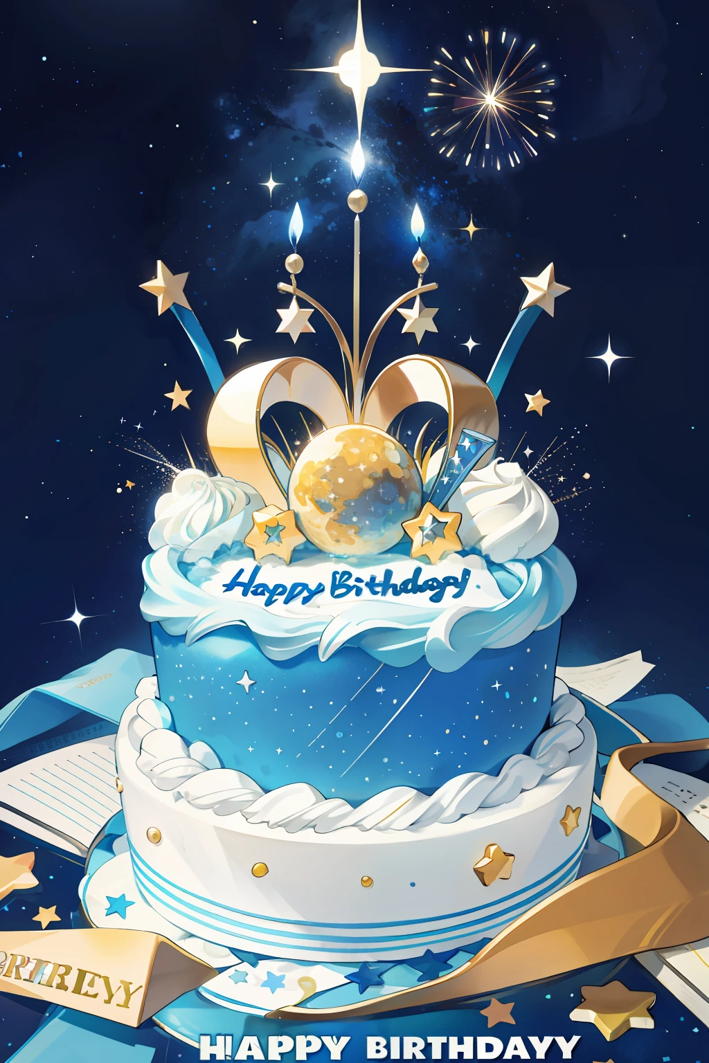 Happy birthday font design，August 24，starrysky，sparkling